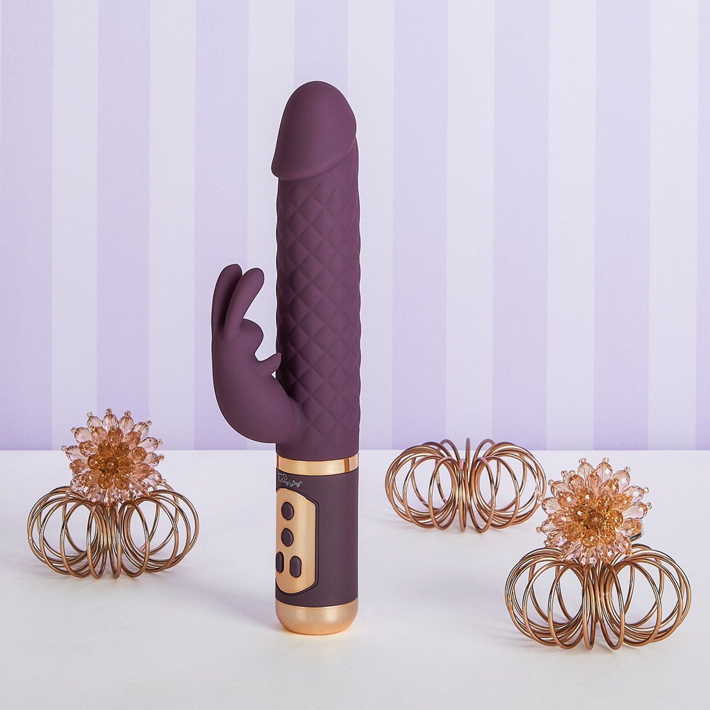 luxe-parelvibrator-met-ruitpatroon-23-5-cm-Goud-Paars-2