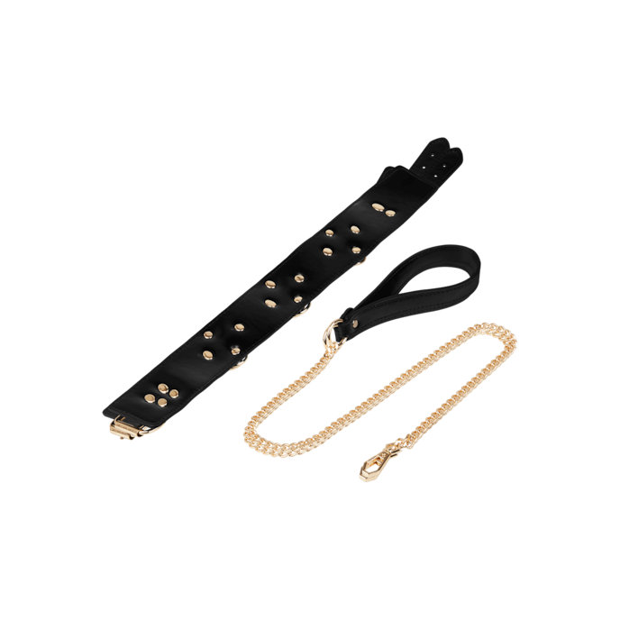 verruchte-halsband-inclusief-riem-Goud-Zwart-5