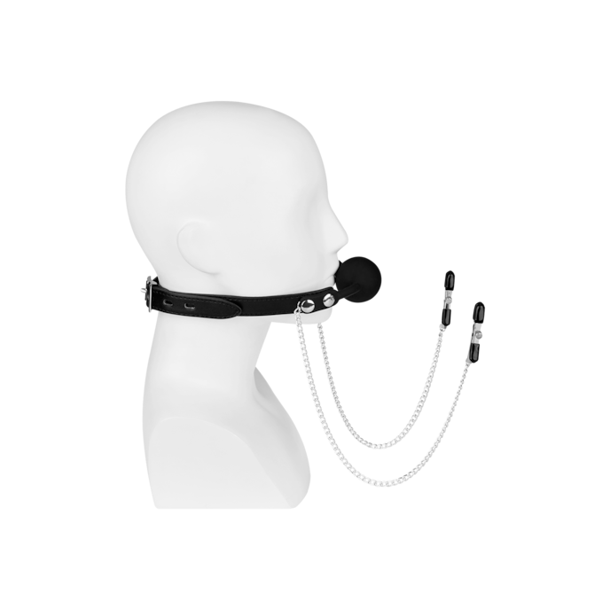 bâillon-boule-avec-pinces-Argent-Noir-2