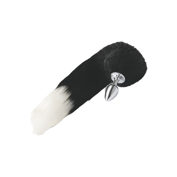 furry-tailes---foxtail-with-metal-butt-plug-35-6-cm-Schwarz-Silber-Weiß-1