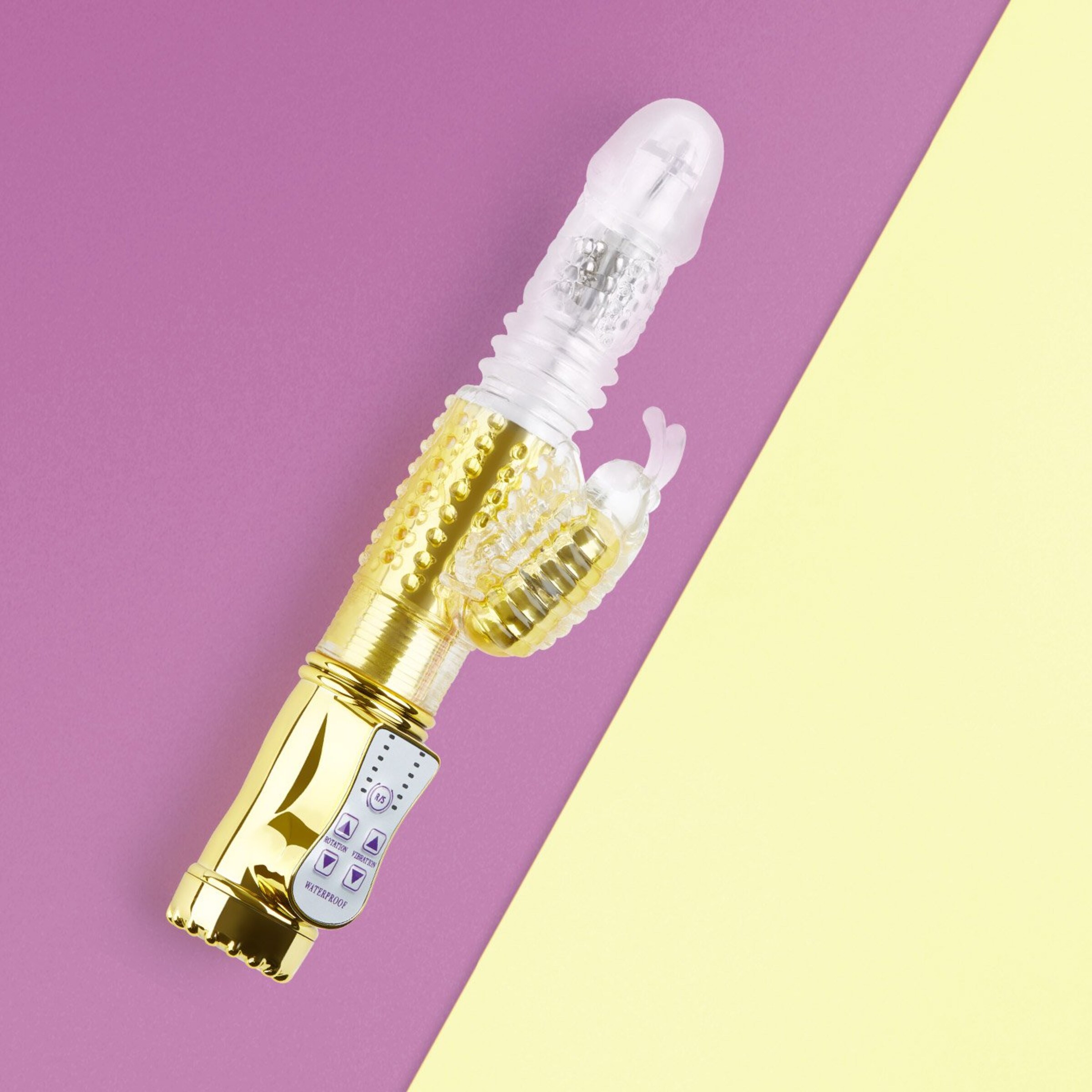 vibromasseur-à-perles-hy]-de-poussée-25-5-cm-Or-Transparent-2