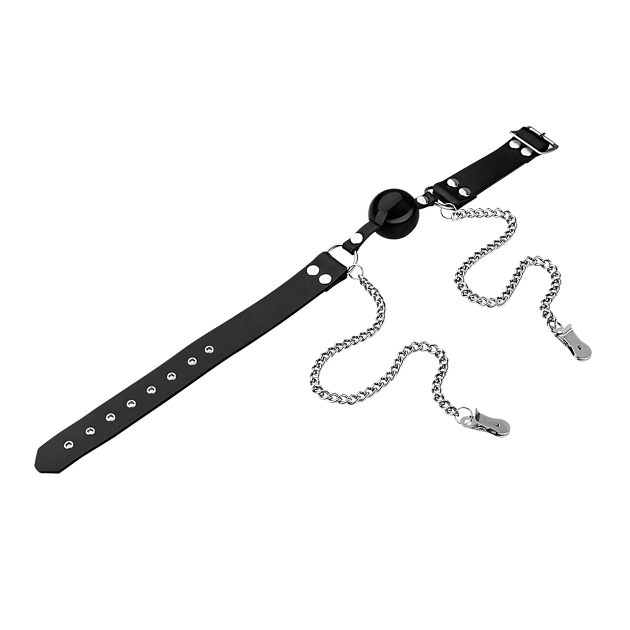 bâillon-boule-avec-pinces-à-tétons-Argent-Noir-2