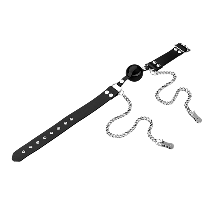 knevelbal-met-tepelklemmen-Schwarz-Silber-2