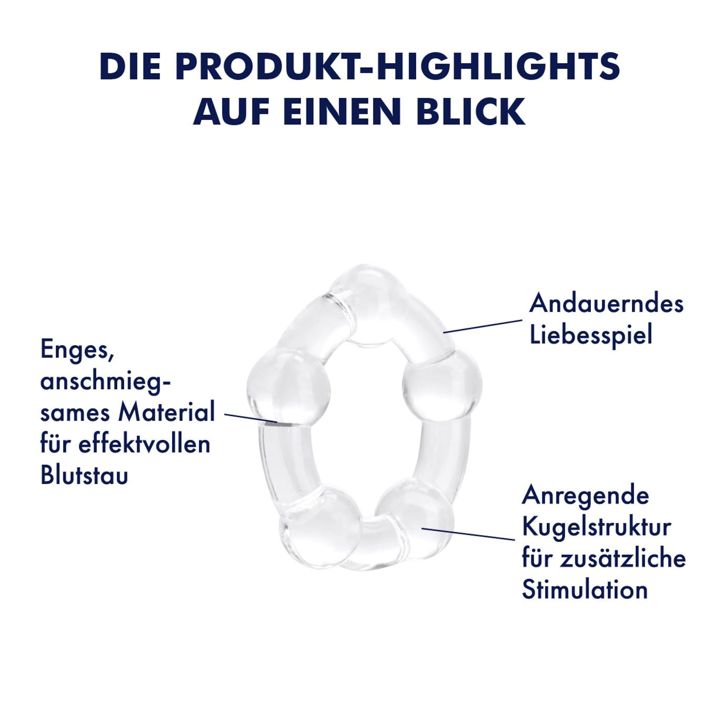 Penisring mit Kugelstruktur, 2 - 5 cm transparent  online kaufen