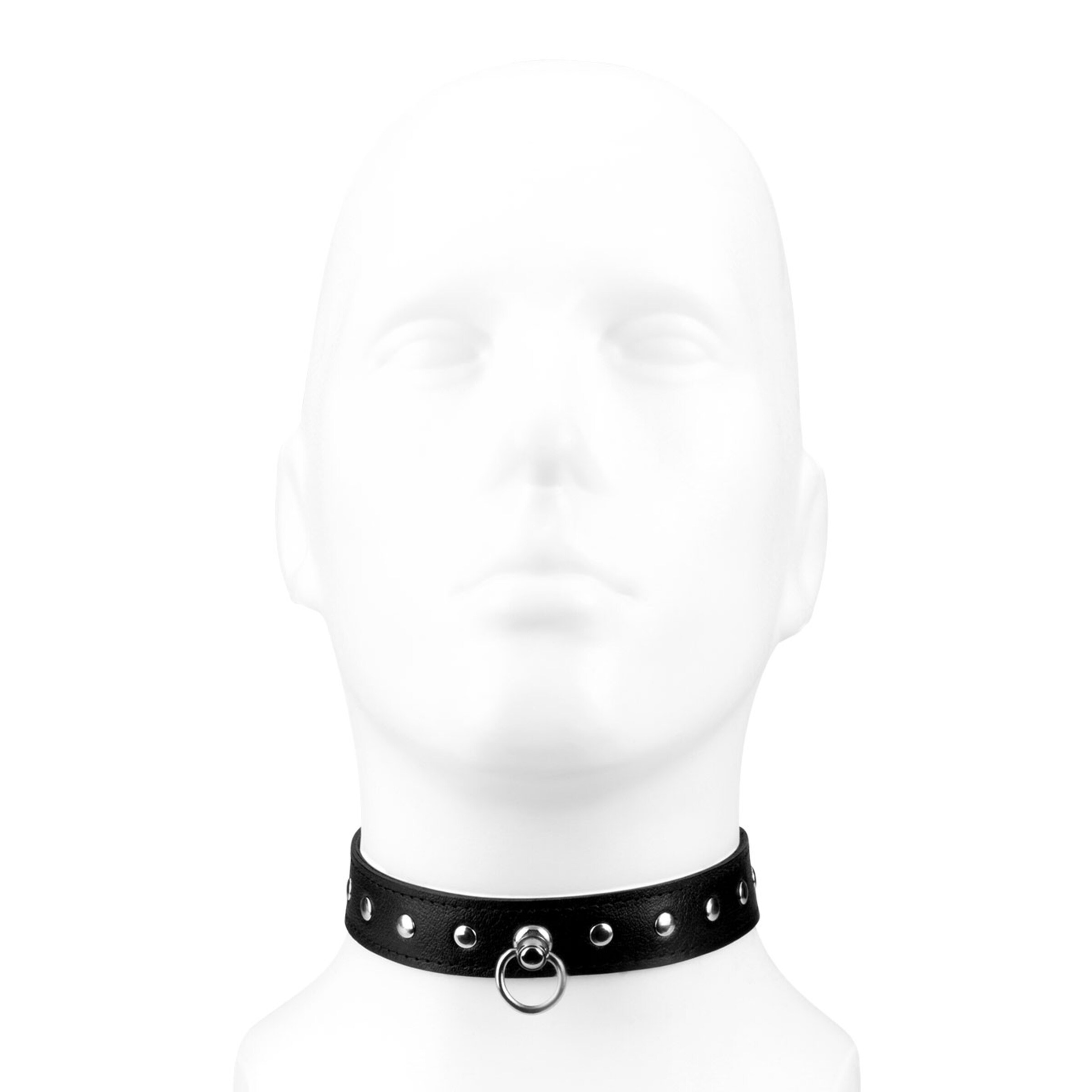 collier-en-cuir-avec-rivets-plats-Argent-Noir-3