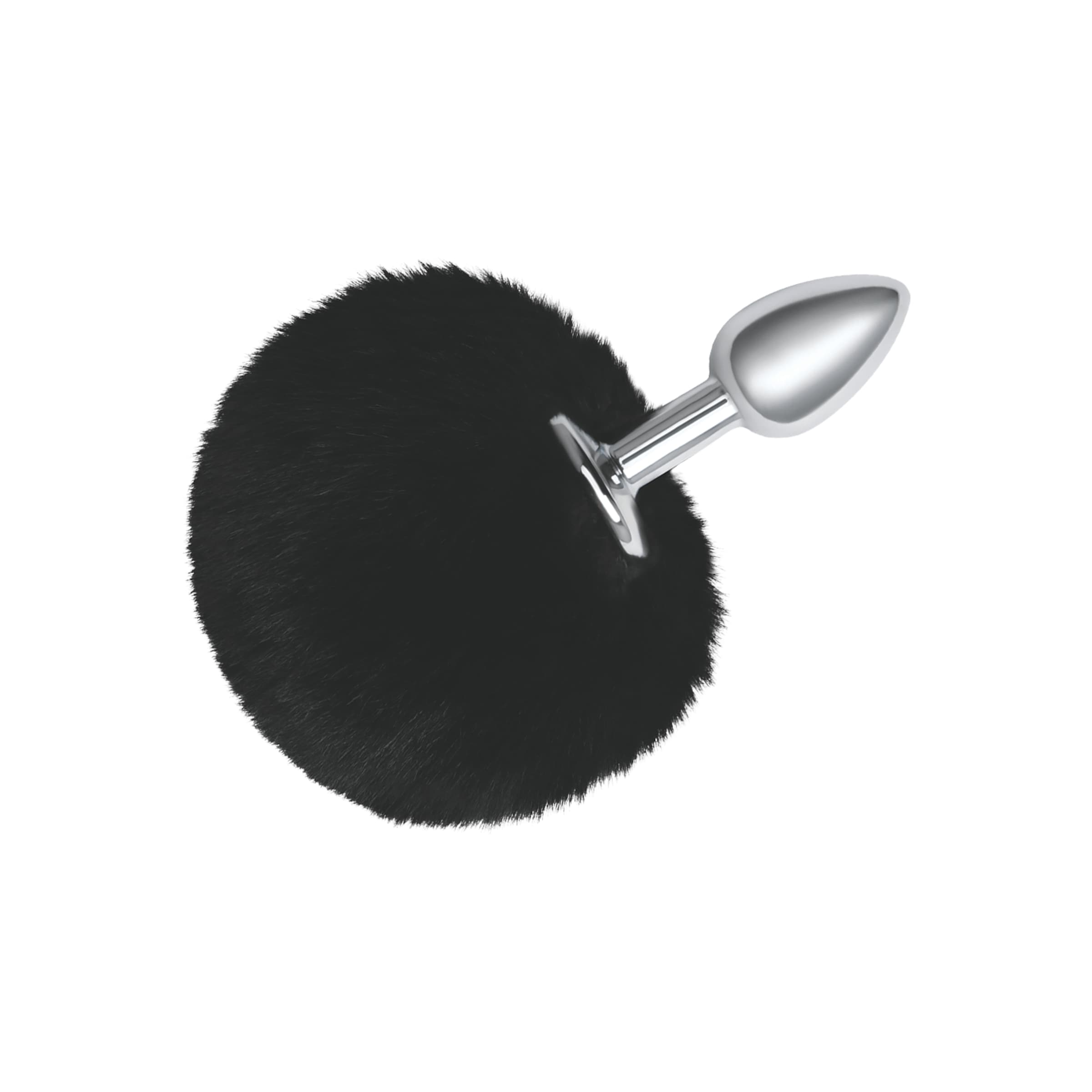 fluffy-bunny-tail---metal-butt-plug-12-cm-Schwarz-Silber-1