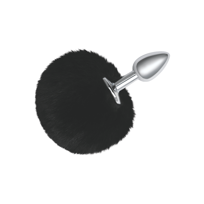 fluffy-bunny-tail---metal-butt-plug-12-cm-Argent-Noir-1