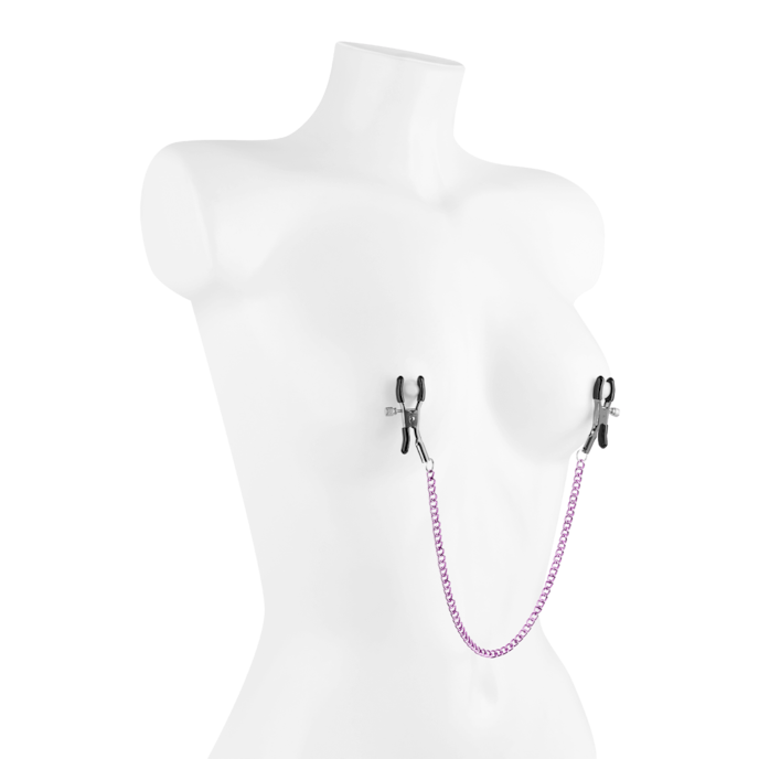 klassieke-nippelklemmen-met-verbindingsketting-Paars-2