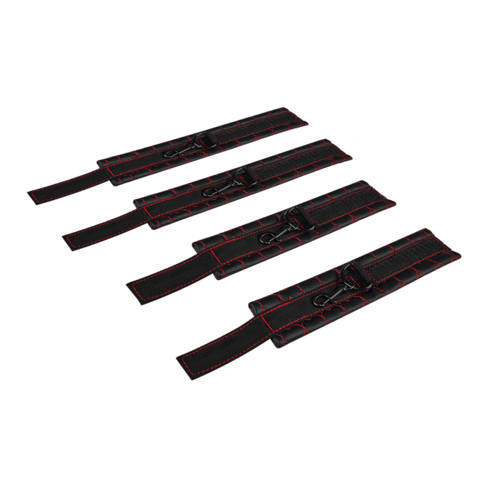 spreidstang-met-4-manchetten-van-kunstleer-Rood-Zwart-4