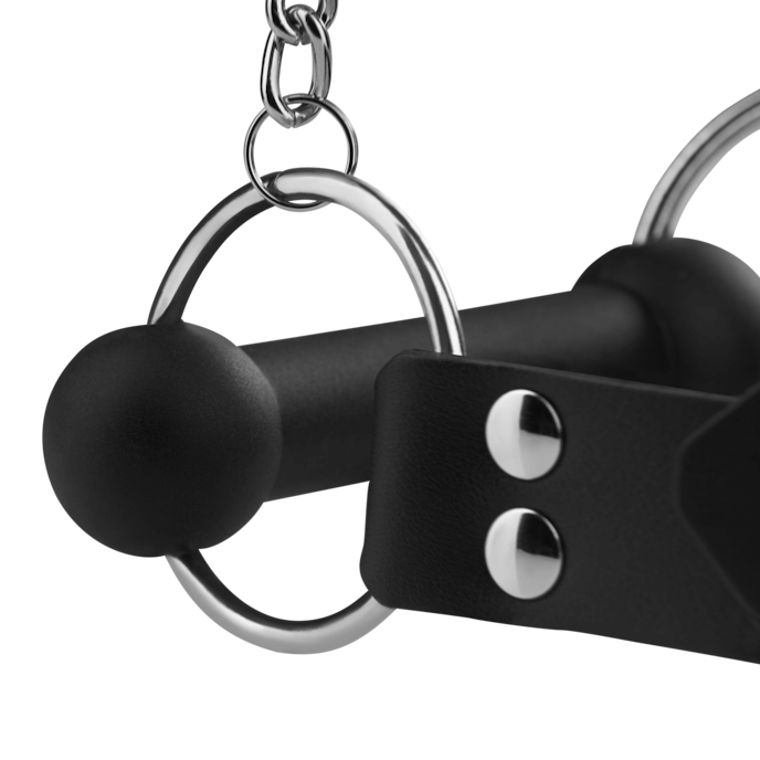 bâillon-avec-laisse-Argent-Noir-5