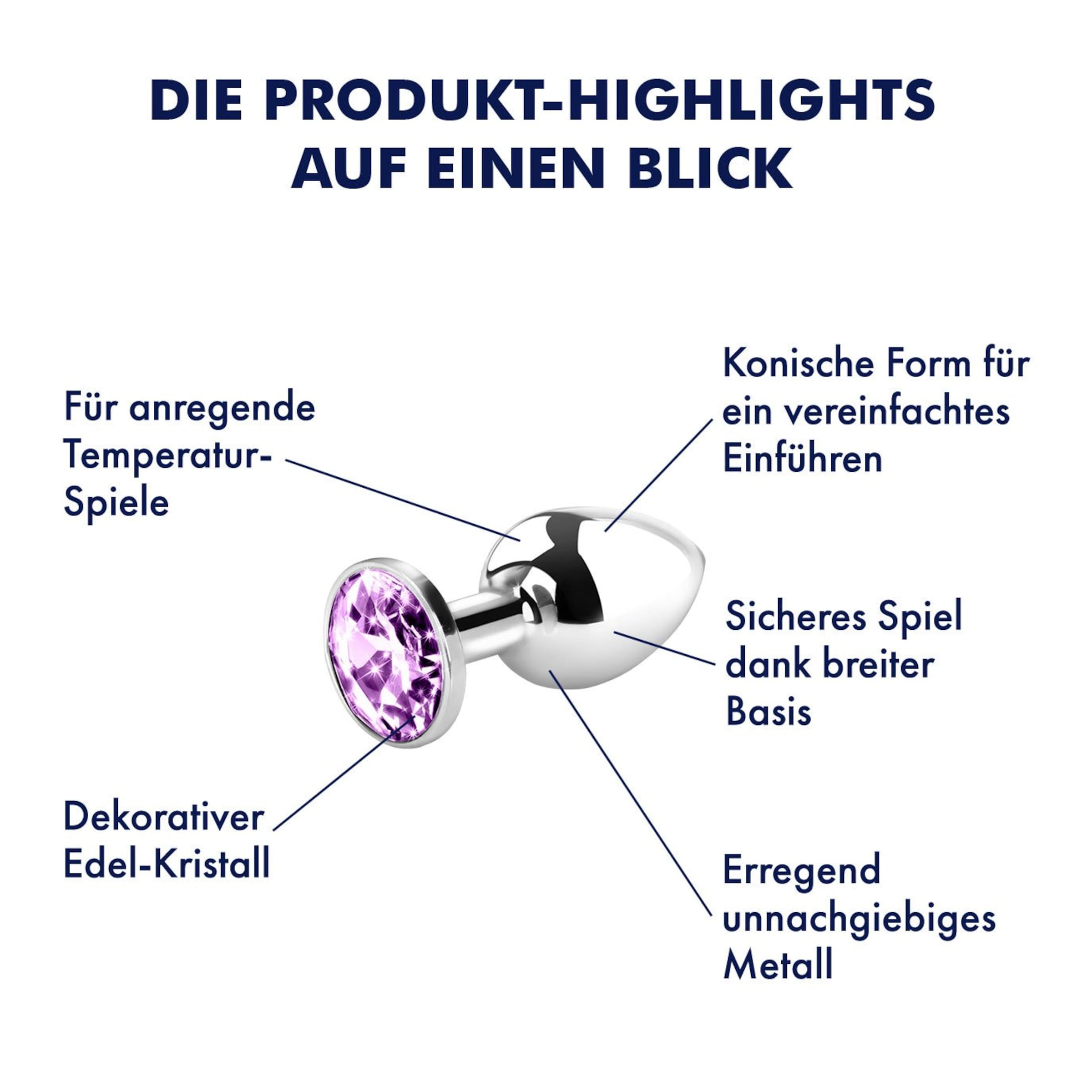 Analplug Metall-Analplug mit Kristall, 7,5 cm Lila  online kaufen