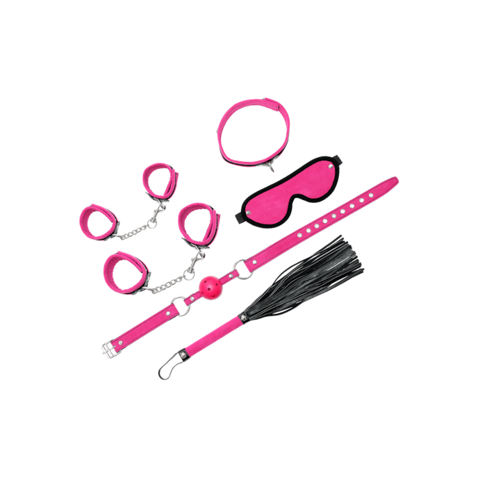 soft-bondage-set-6-pièces-Noir-Rose néon-1