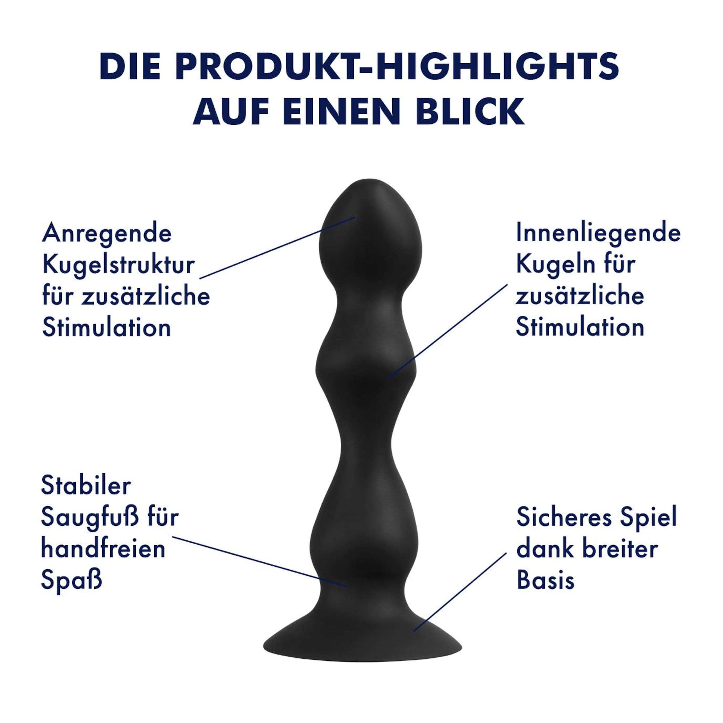 Analdildo Dildo mit innenliegenden Kugeln aus Silikon, 19 cm schwarz   online kaufen