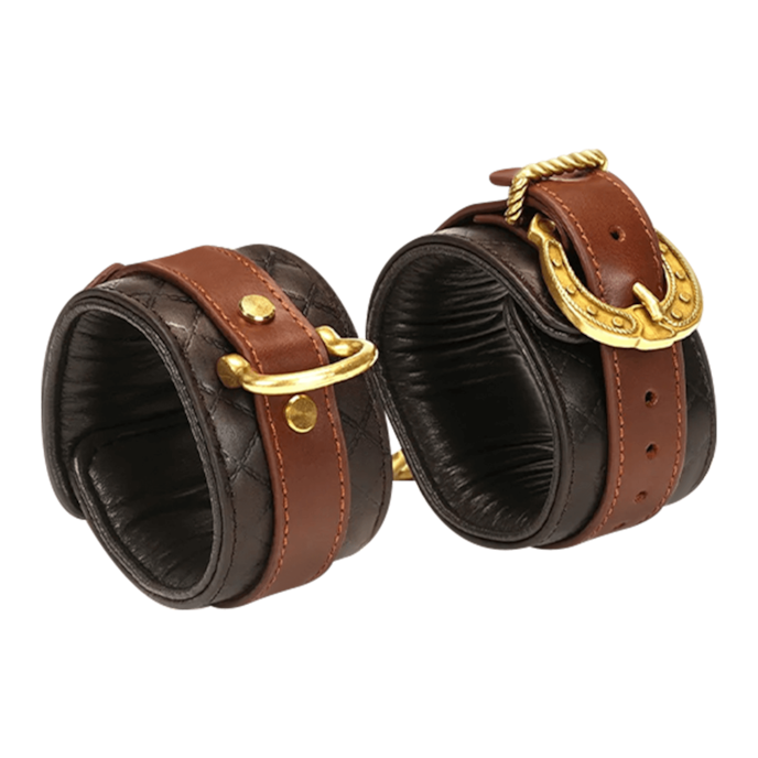 handboeien-van-rijleer-Braun-Goud-Schwarz-2