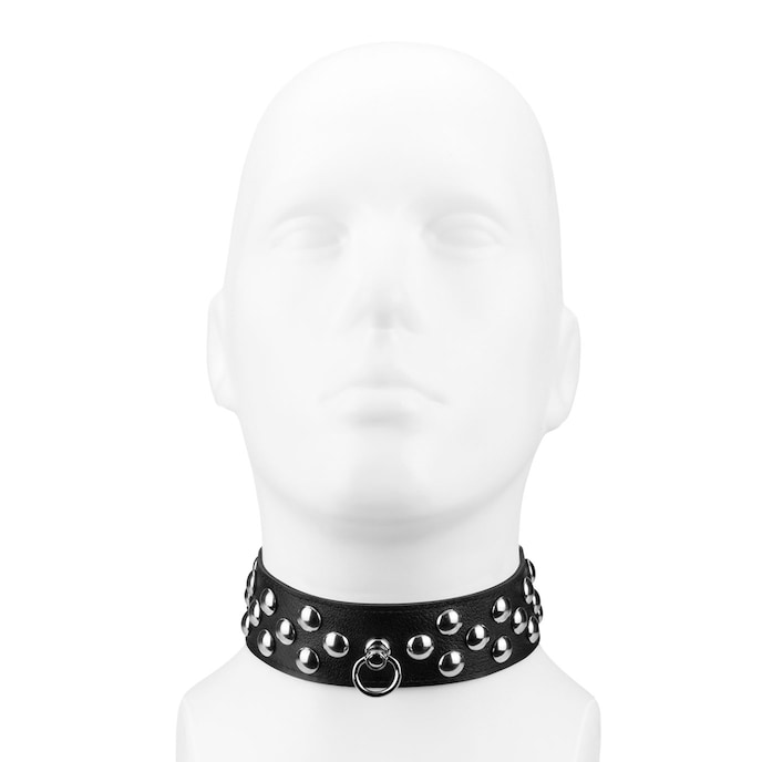 collier-en-cuir-avec-grands-rivets-plats-Argent-Noir-3