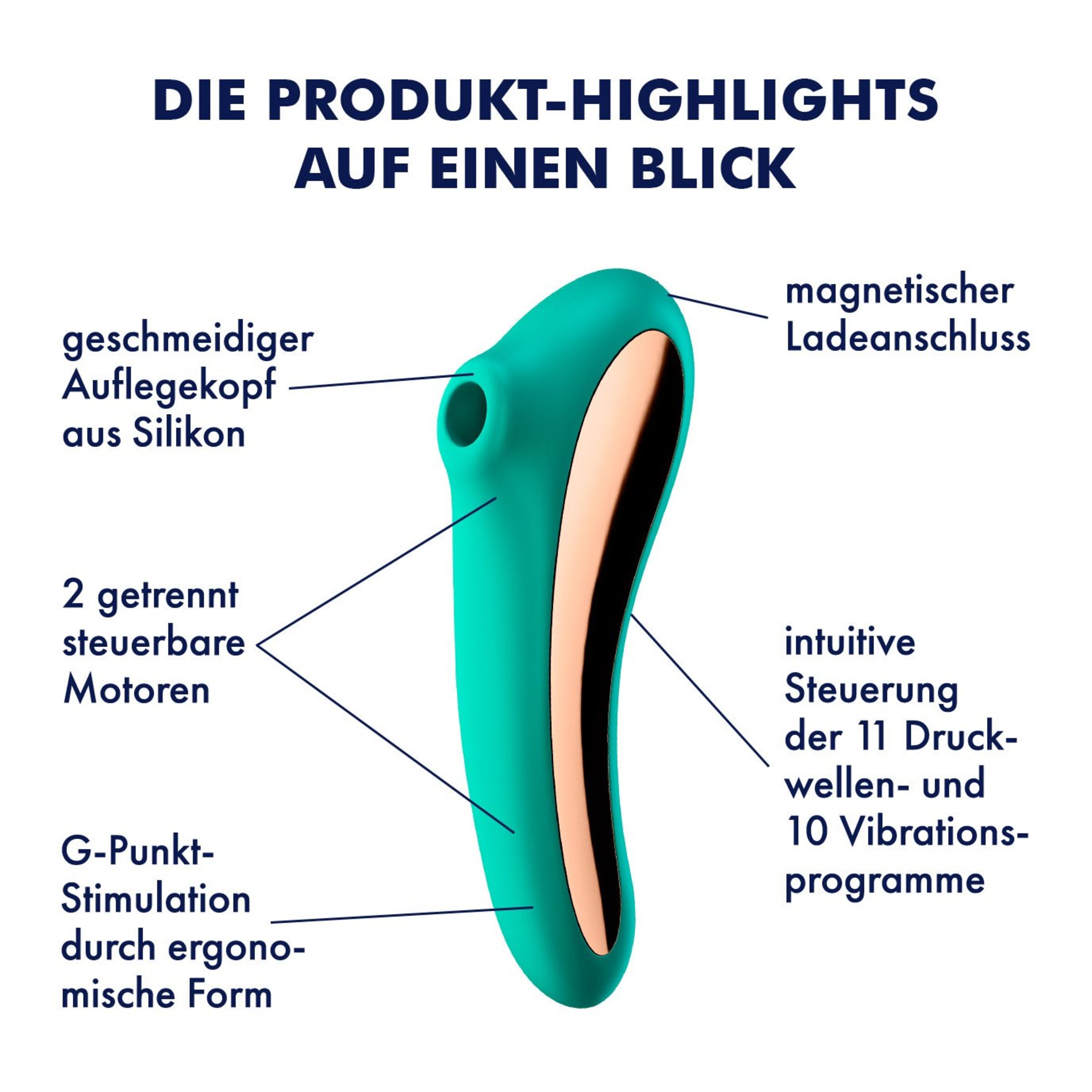 Druckwellenvibrator Satisfyer 'Dual Kiss', 2:1 Vibrator + Druckwellentoy  grün ❤️ online kaufen