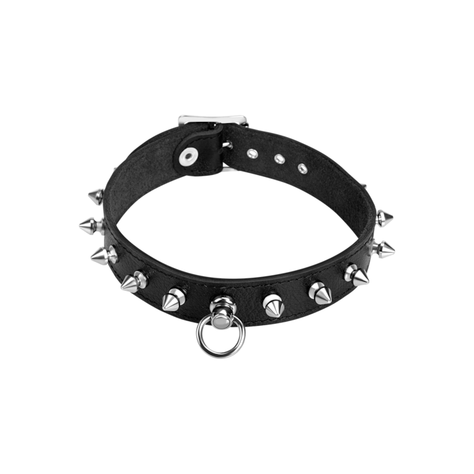 collier-en-cuir-avec-rivets-massifs-Argent-Noir-1