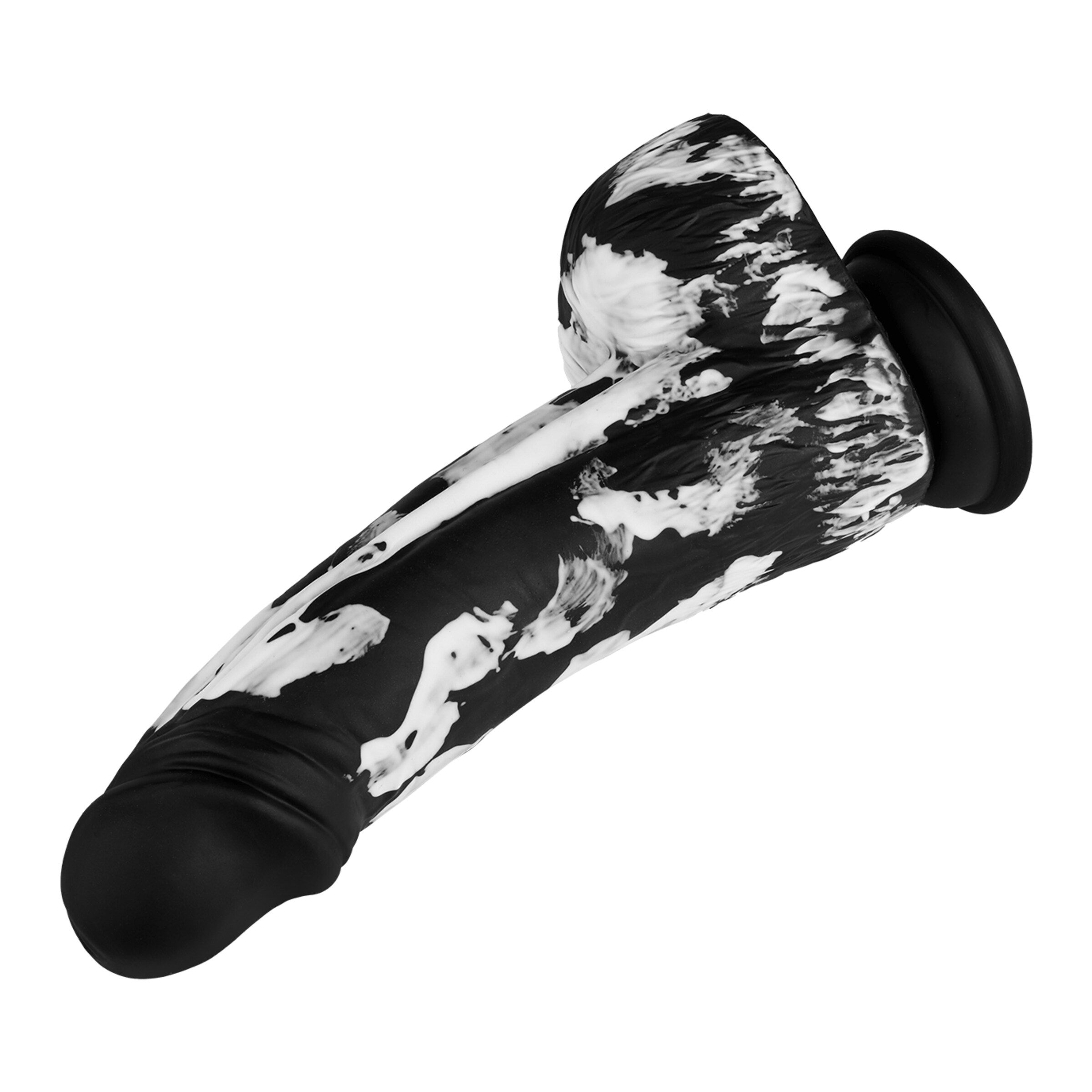 gemarmerde-natuurlijke-dildo-met-zuignapvoeten-22-cm-Wit-Zwart-6