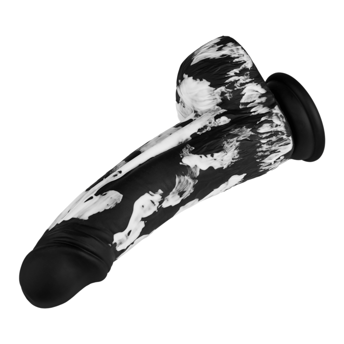gemarmerde-natuurlijke-dildo-met-zuignapvoeten-22-cm-Wit-Zwart-6