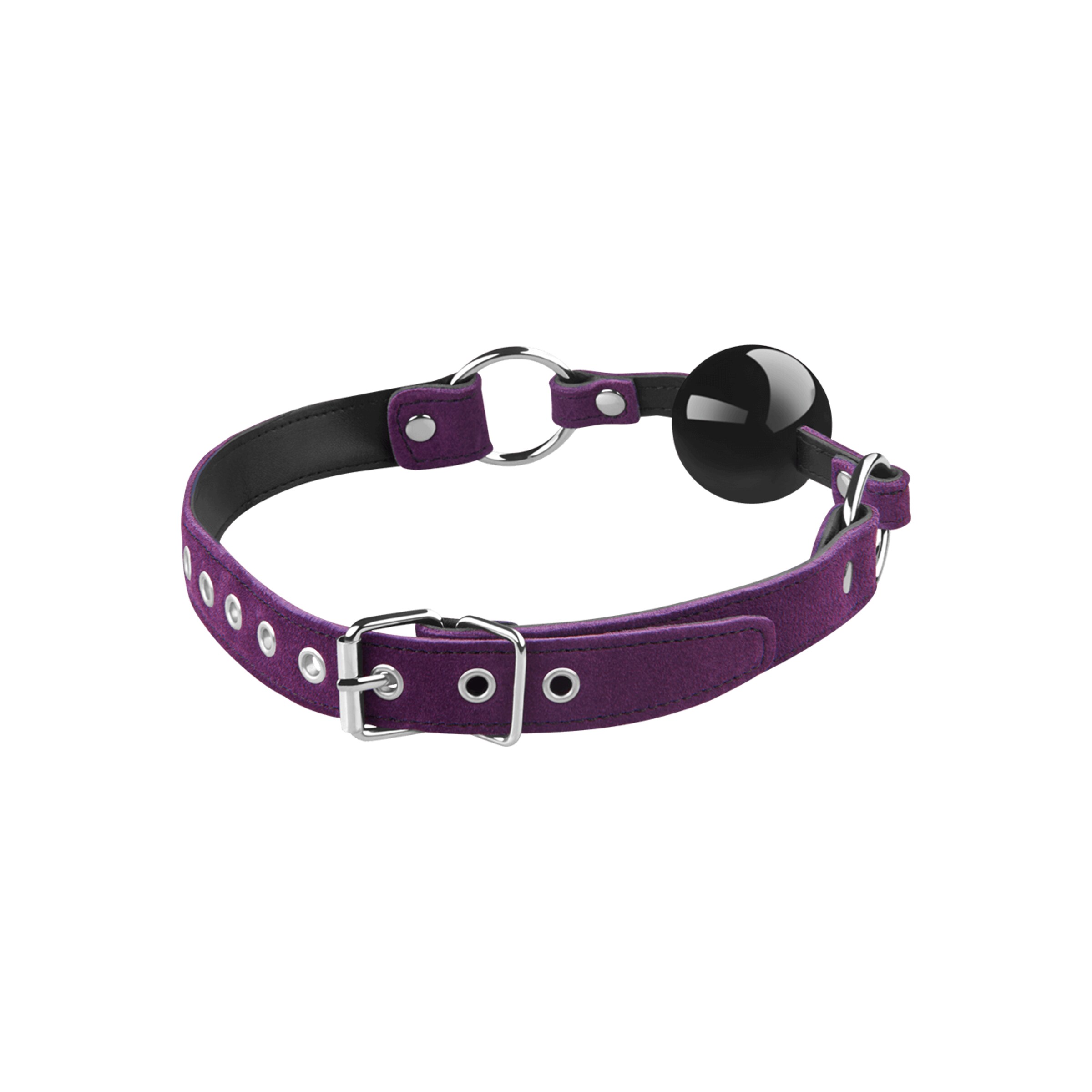 bâillon-avec-bande-en-cuir-Noir-Violet-3