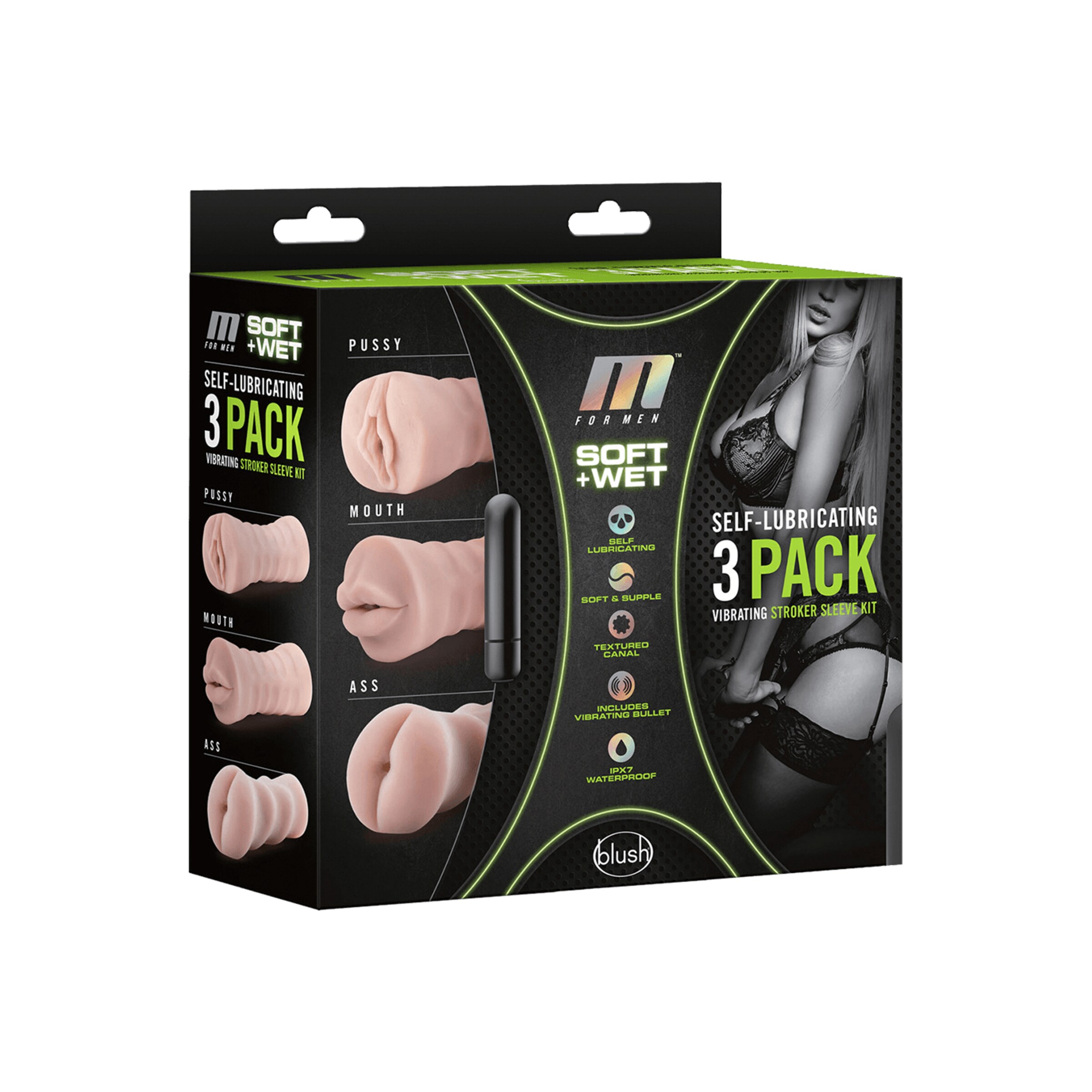 m-for-men-3pack-vibrating-stroker-kit-12-cm-Natuurlijk licht-Zwart-2
