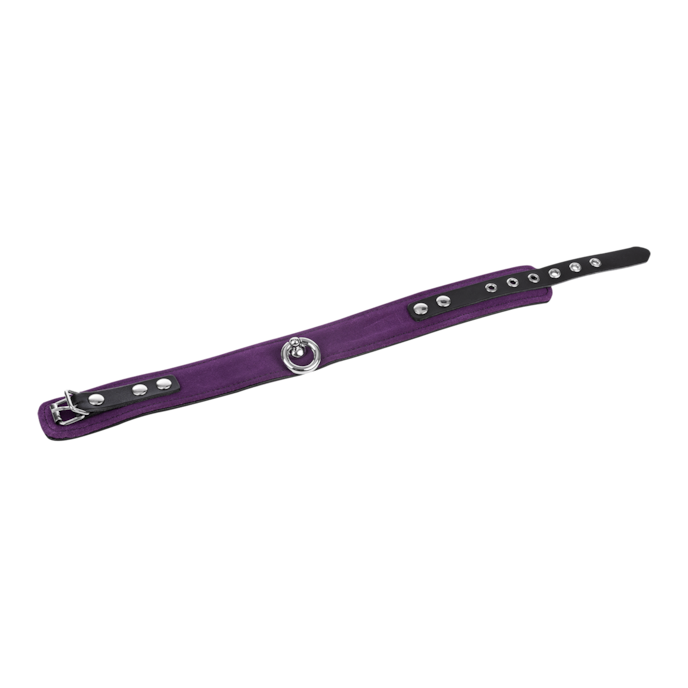 collier-en-cuir-avec-o-ring-Noir-Violet-3