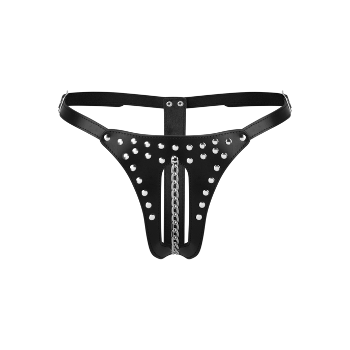 string-en-cuir-avec-chaîne-Noir-1