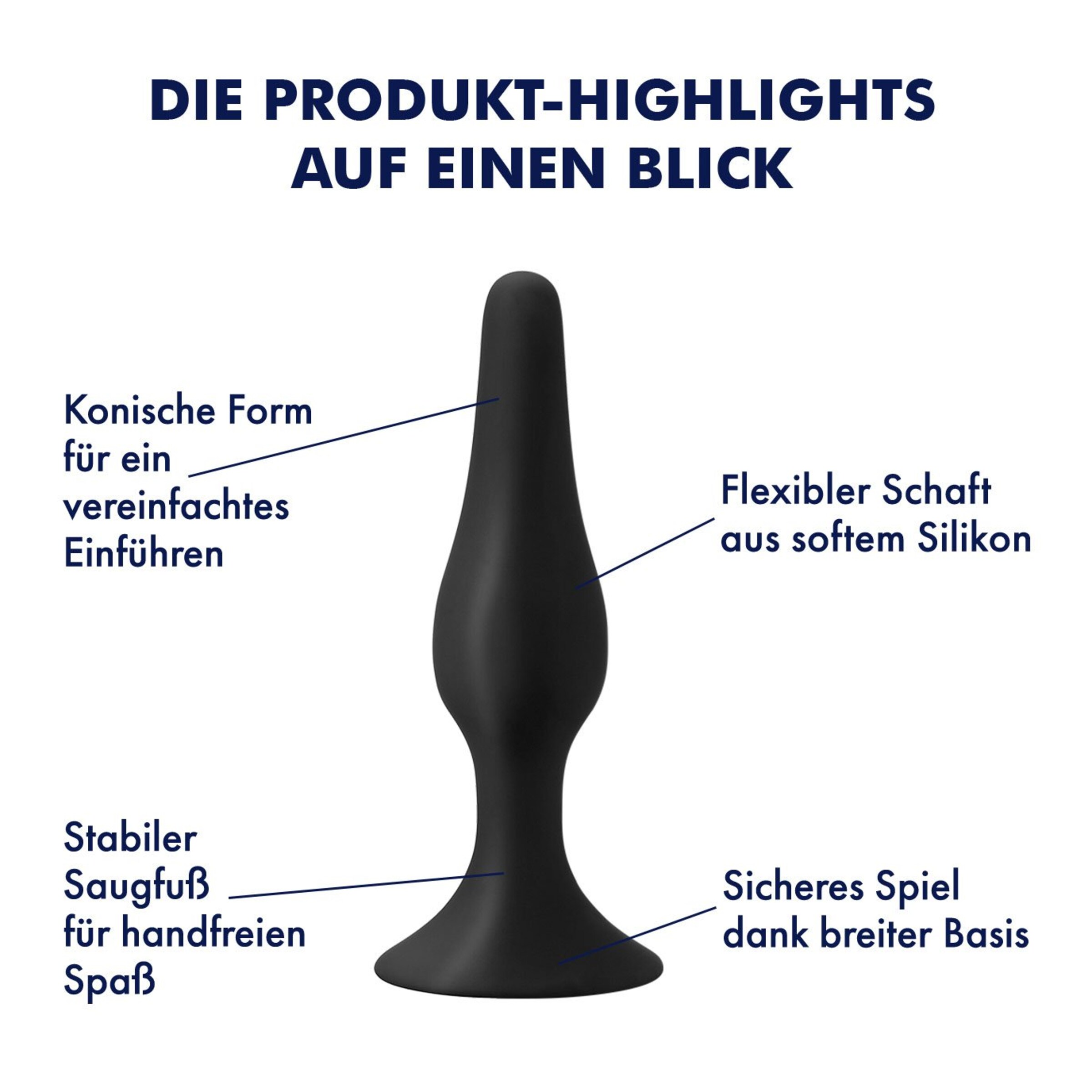 Analplug Analdildo aus Silikon, M, 13 cm schwarz  online bestellen