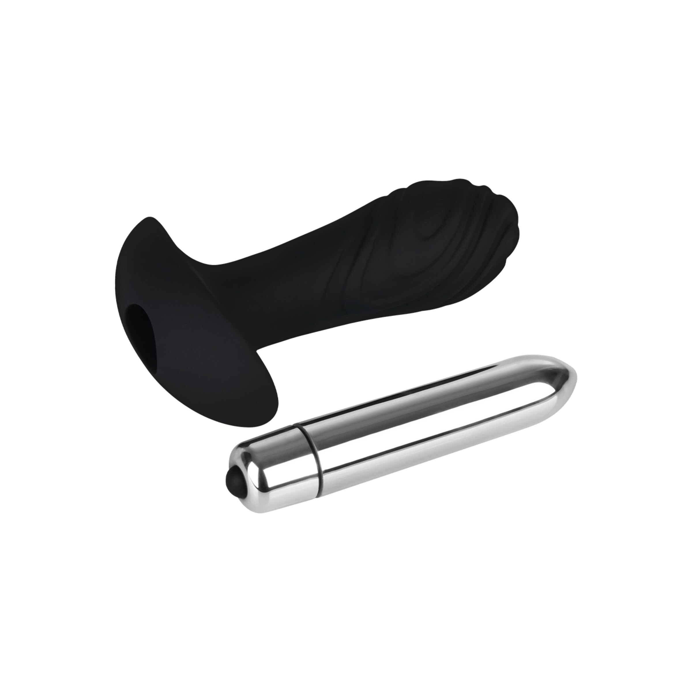 plug-anal-conique-en-silicone-10-1-cm-Argent-Noir-7