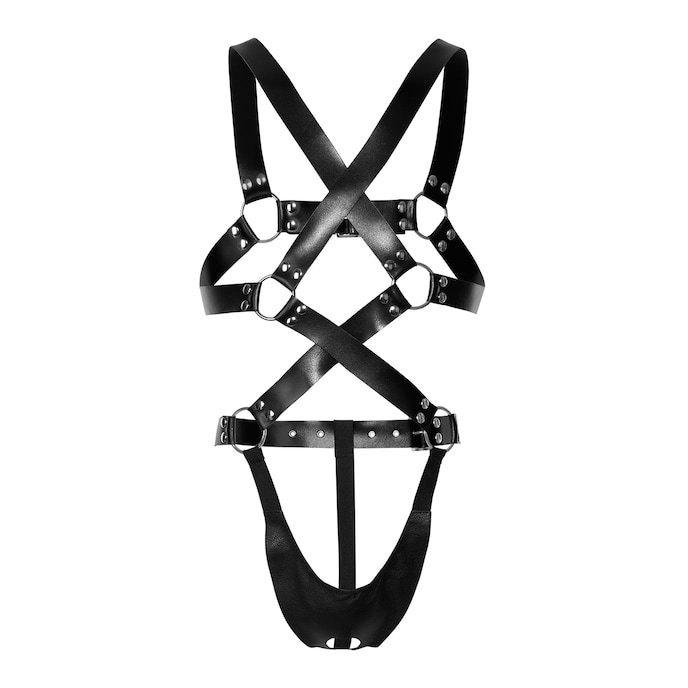 harnais-en-cuir-avec-string-délicat-Noir-1