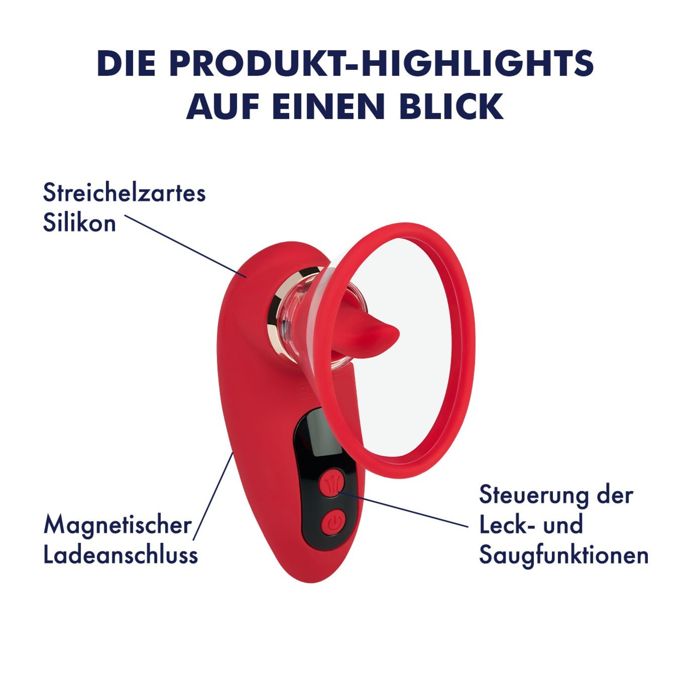 Auflegevibrator Leck-Vibrator mit Saugfunktion, 12,5 cm rot ❤️ online kaufen