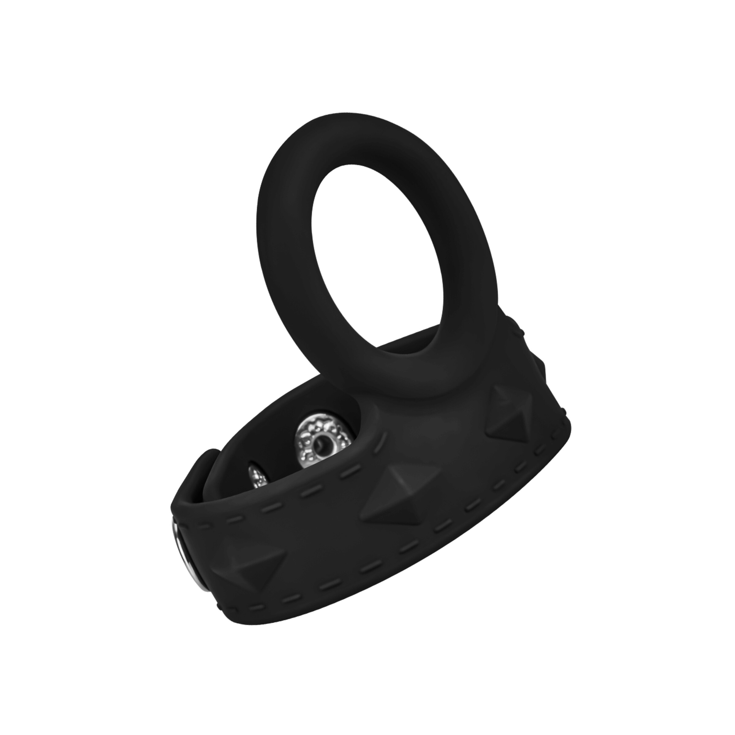 penis-strap-with-flexible-cockring-3-[nbhy]-6-cm-Zilver-Zwart-1