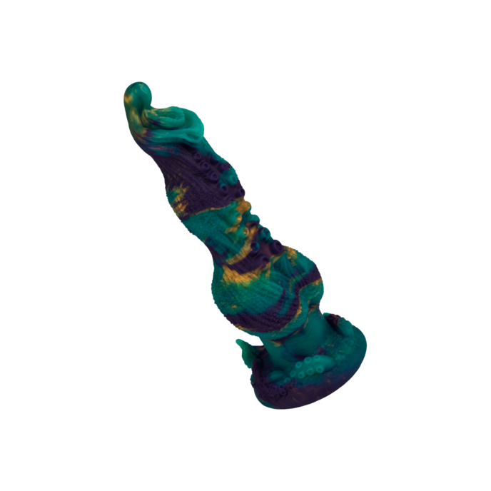 monsterdildo-met-wilde-tentakelstructuur-25-cm-Donkerblauw-Goud-Turkoois-1