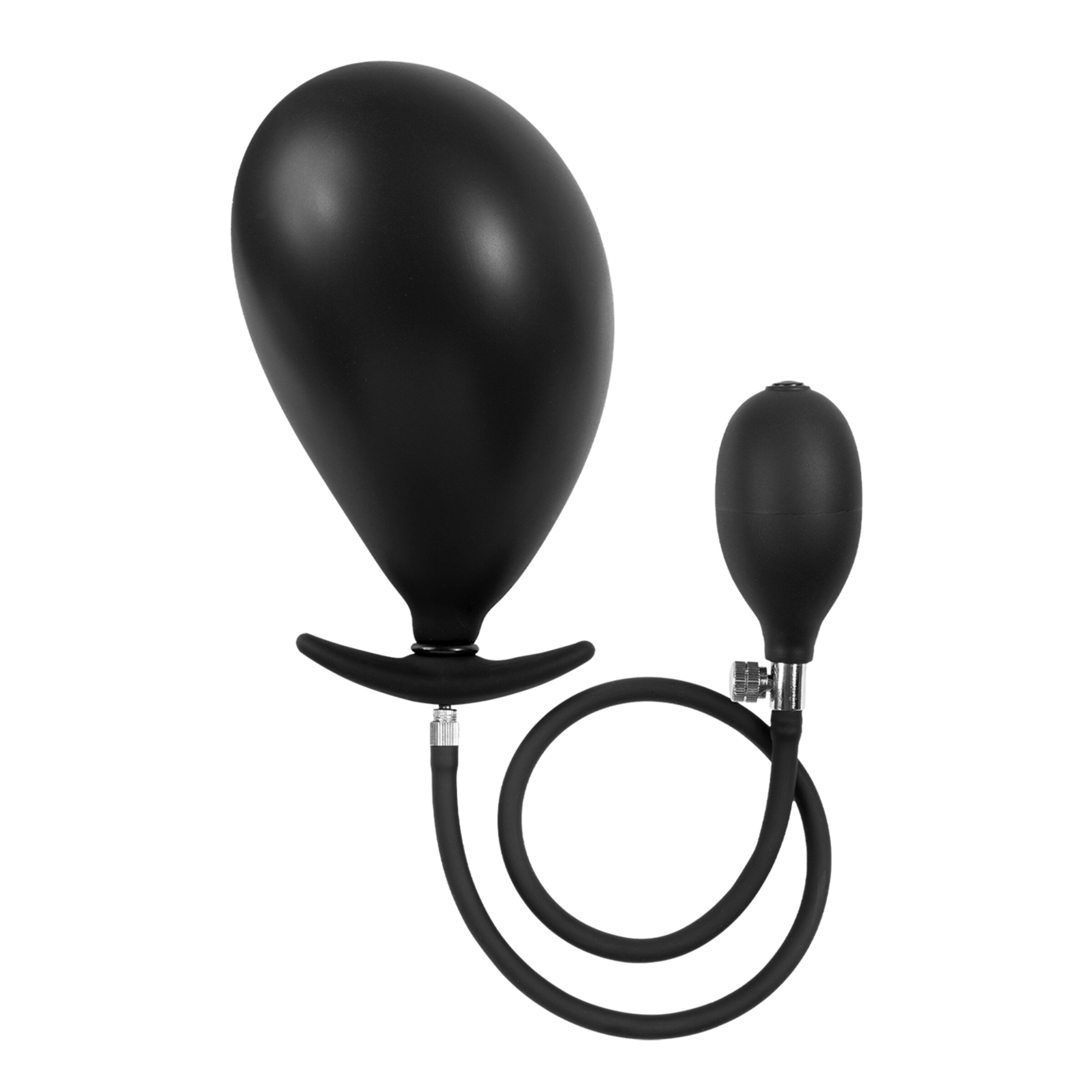 latex-play---inflatable-curved-anal-plug-with-pump-8-cm-Zwart-3