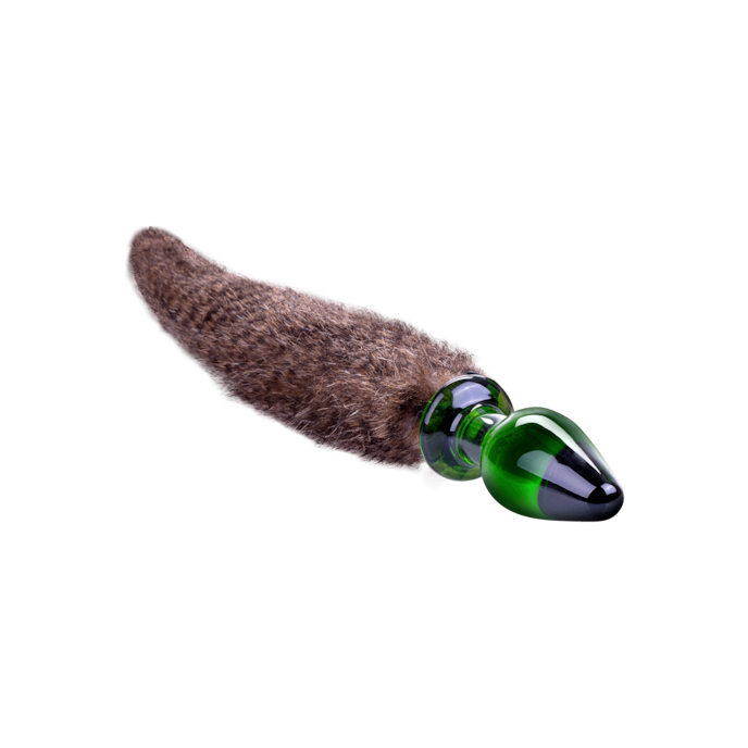 anale-dildo-met-pluchen-staart-Braun-Wit-3