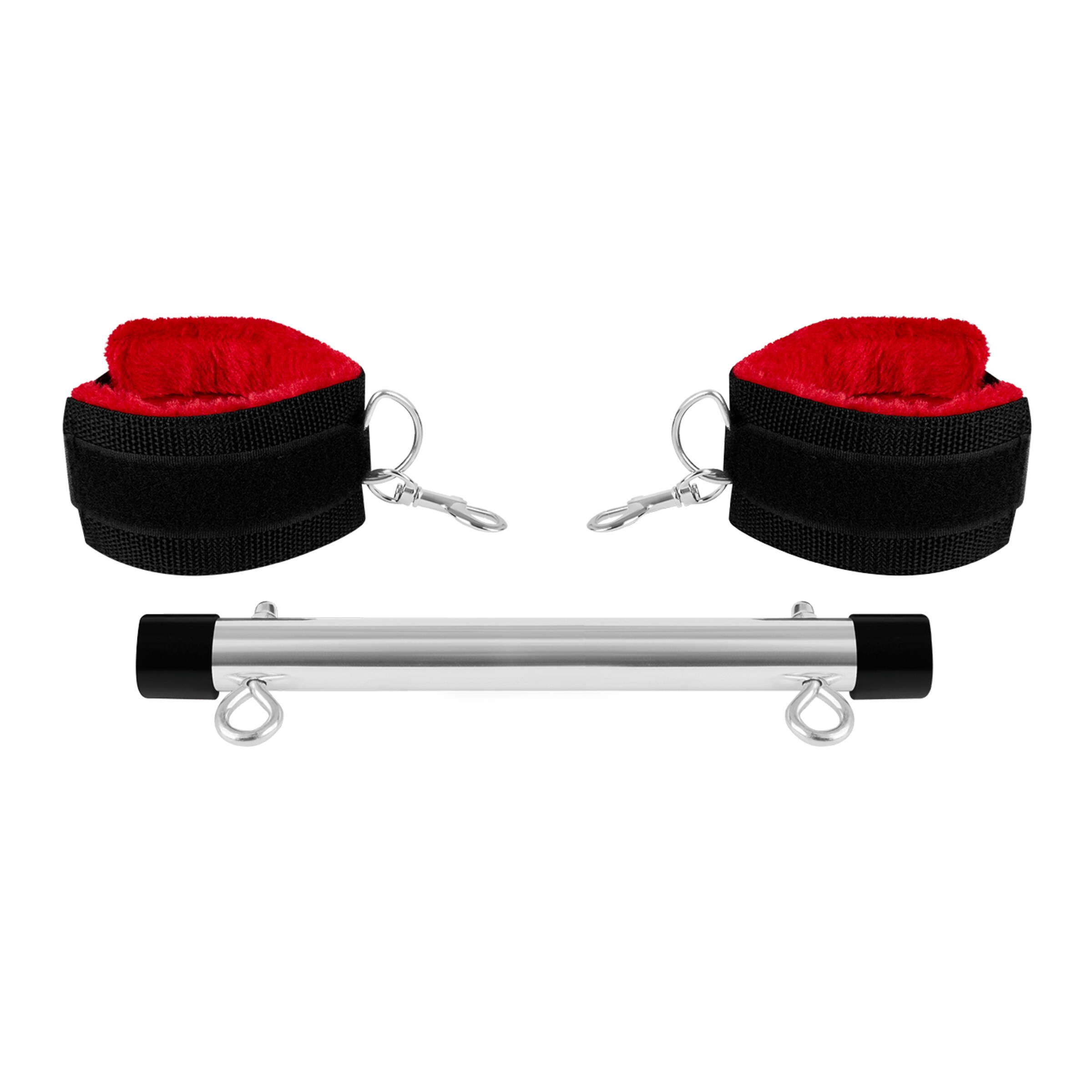 spreidstang-met-zachte-handboeien-Rood-Zwart-3