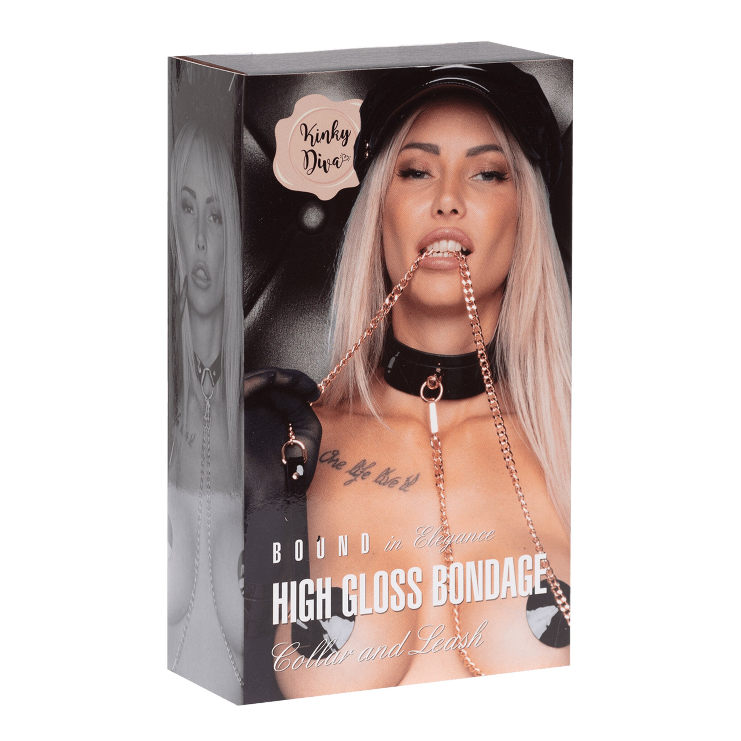 high-gloss-bondage-o-ring-collar-&-leash-Gold-Schwarz-3