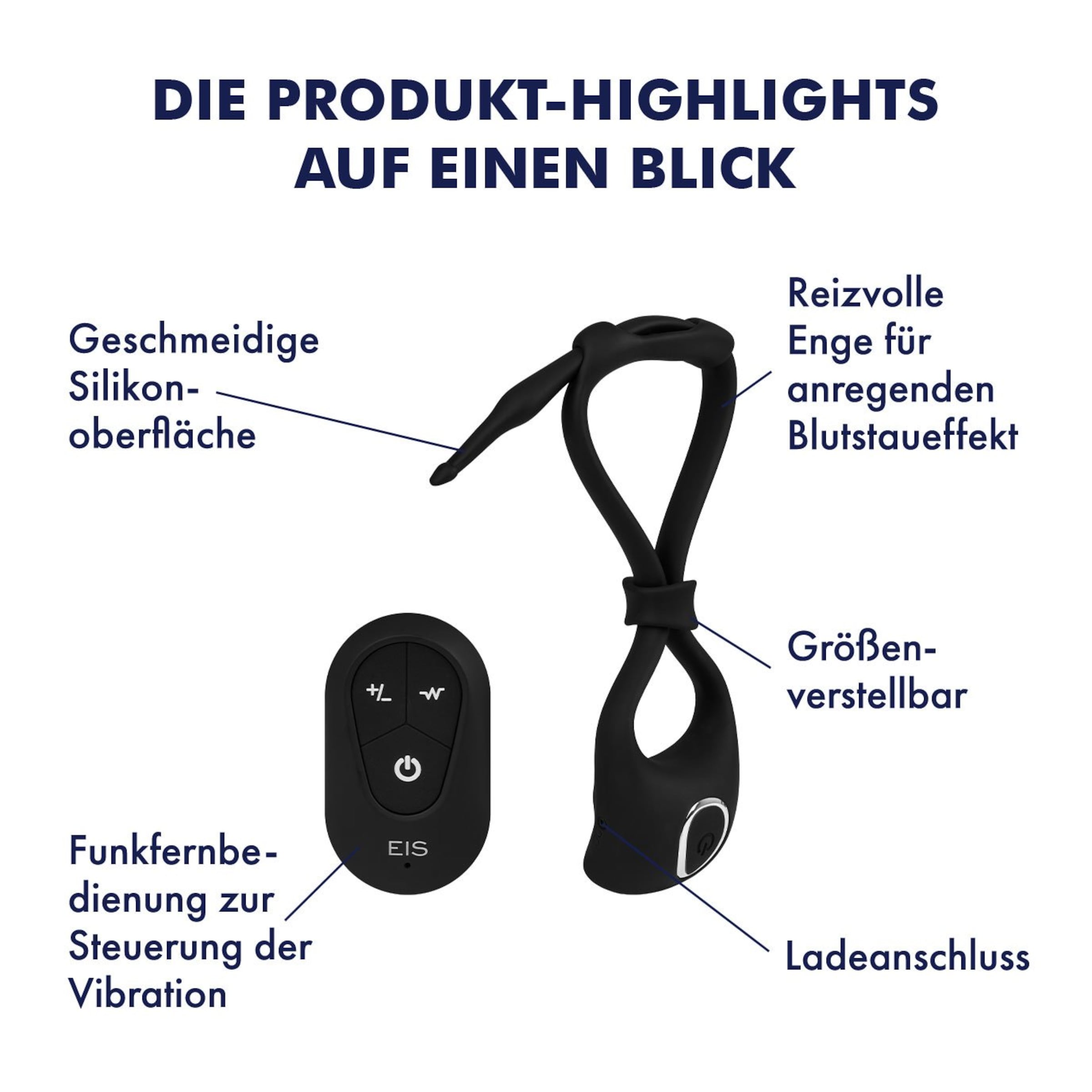 Vibro-Penis- und Hodenring mit Fernbedienung