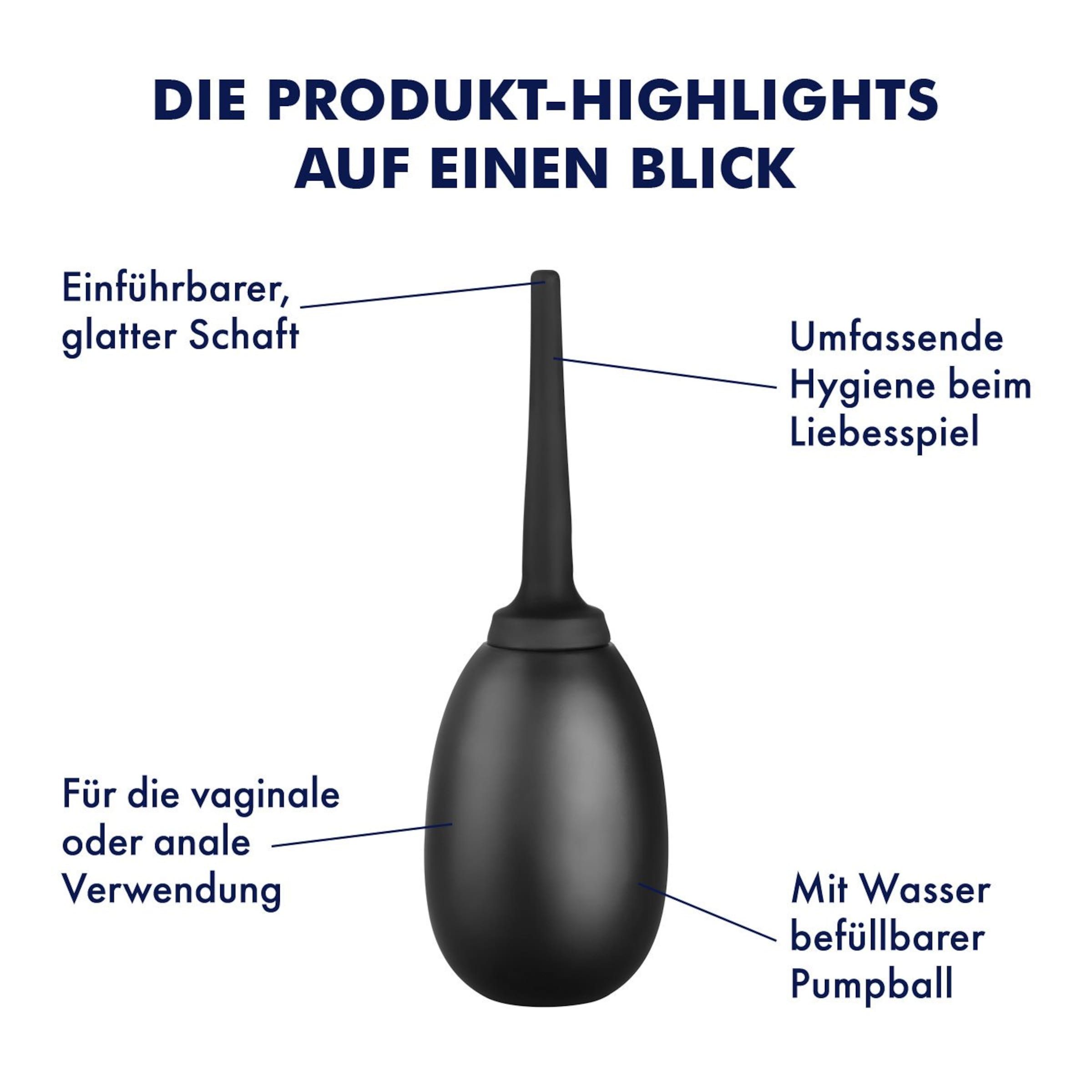 Reinigende Intimdusche aus Silikon, 19,5 cm