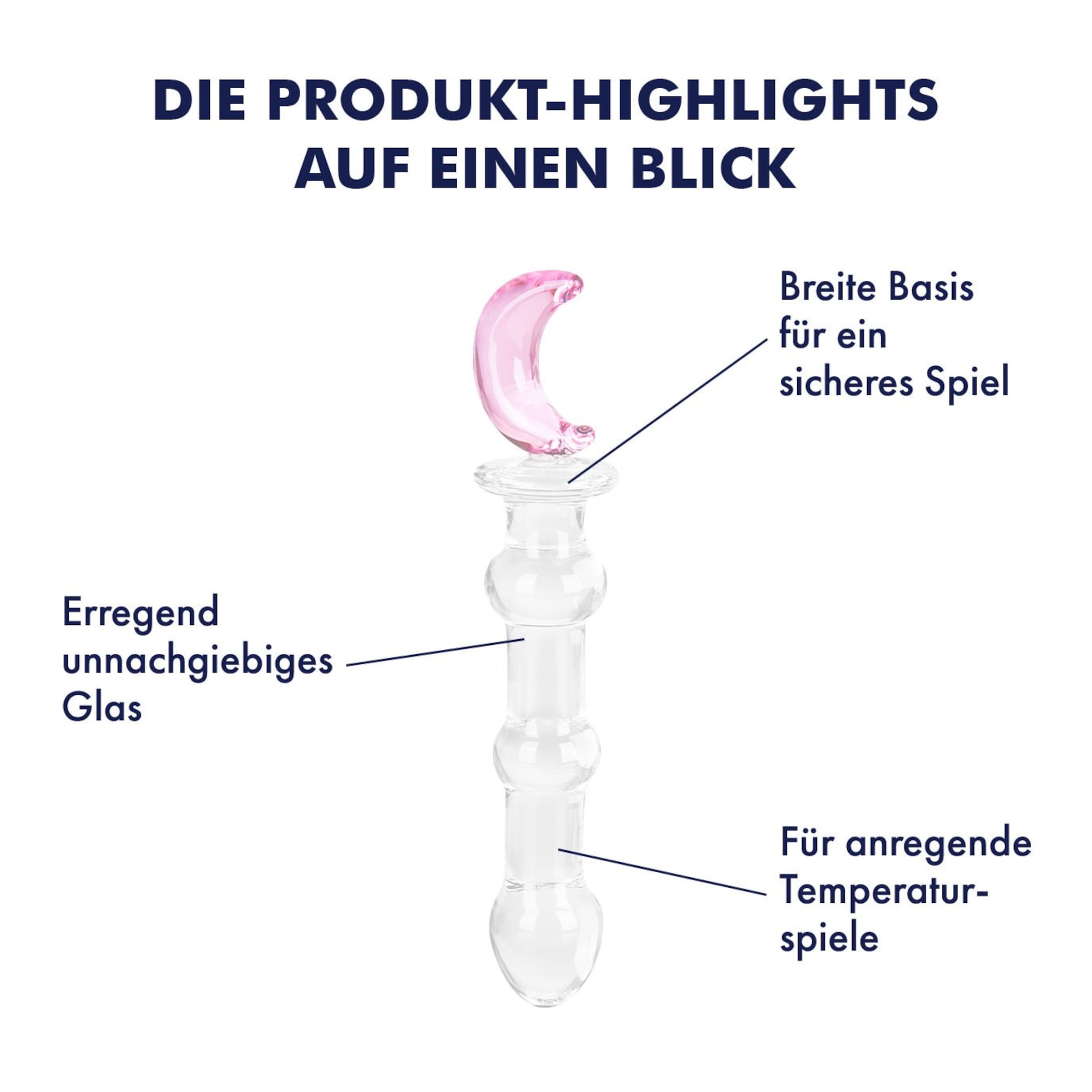 Glasdildo mit Mond Applikation, 19,5 cm