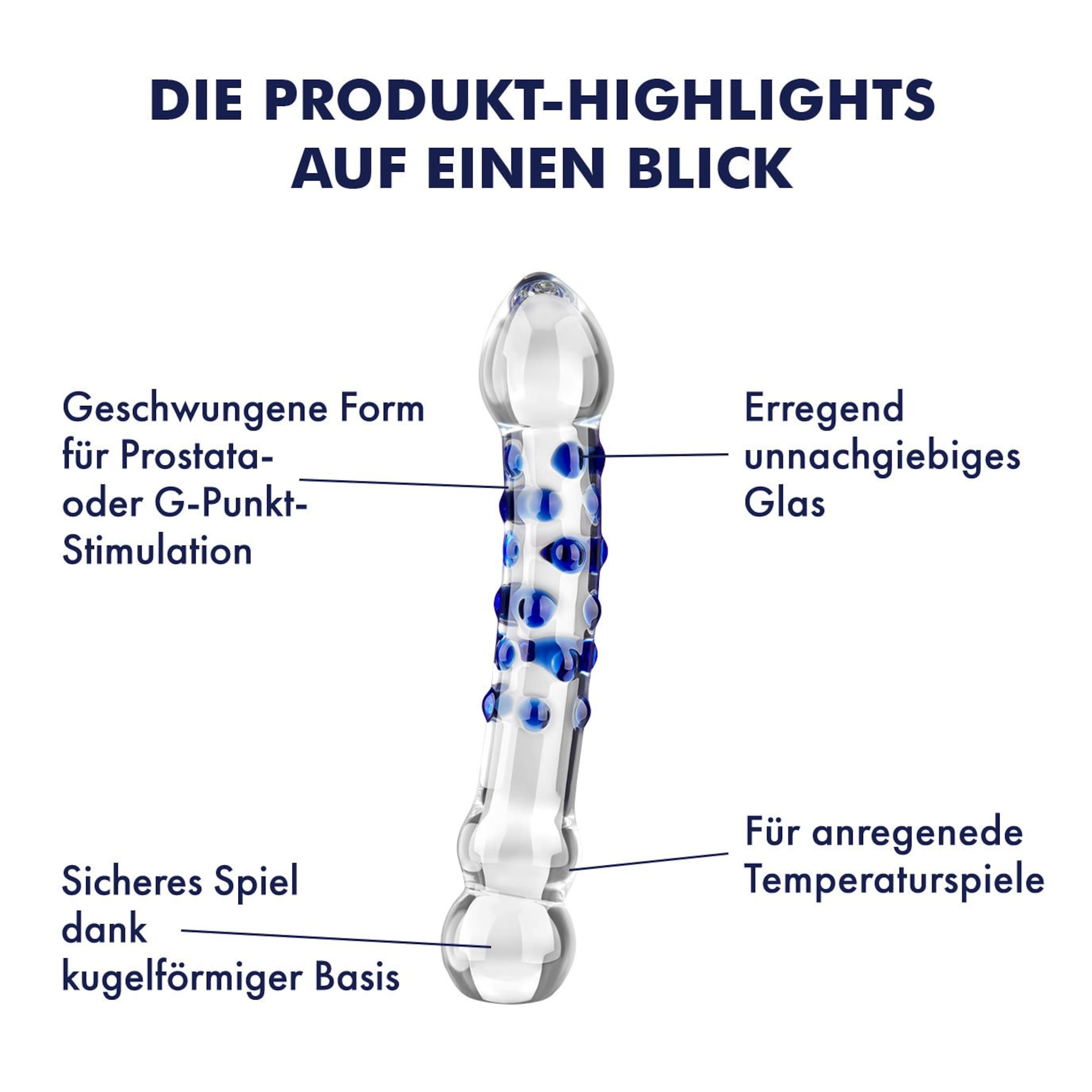Glasdildo mit Noppen, 19,5 cm