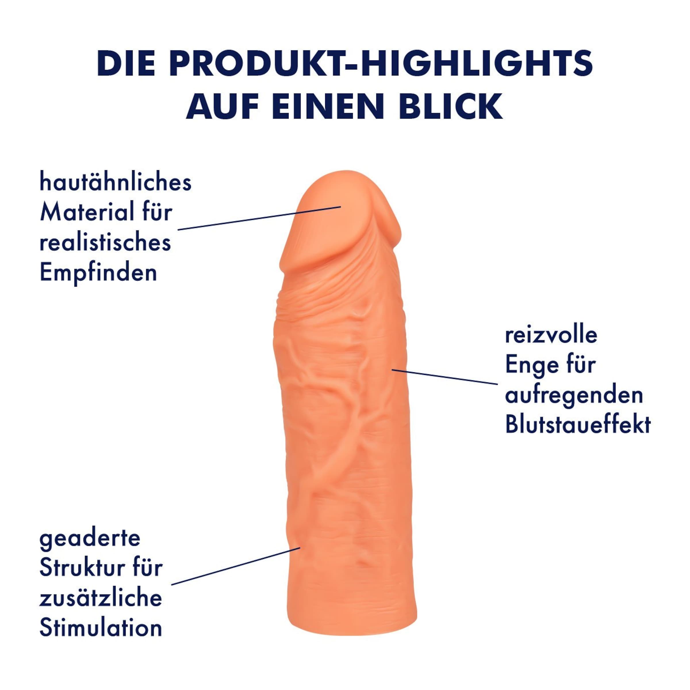 Geaderte Penishülle aus Silikon, 15 cm