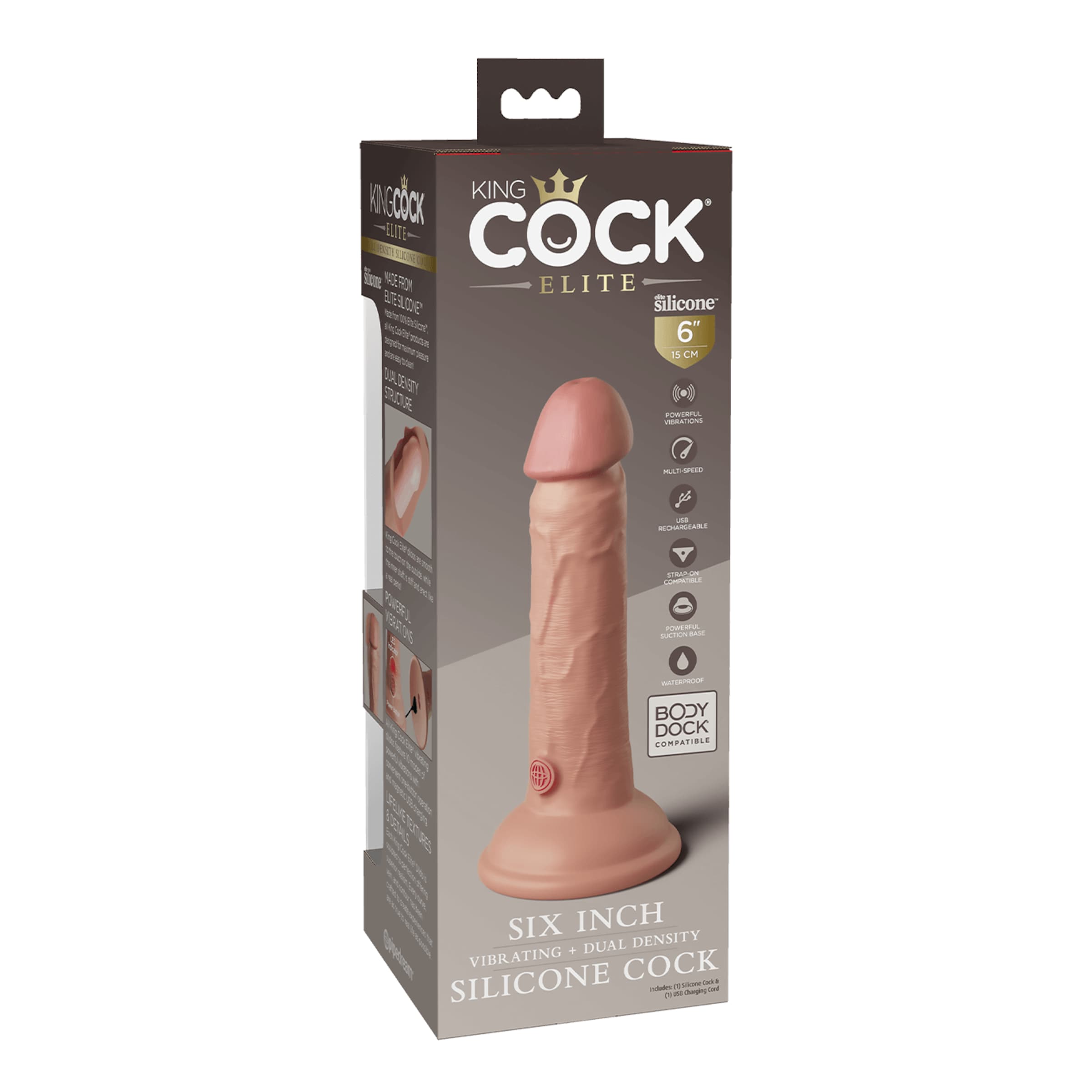 6 Inch Dual Density Vibrating Silicone Cock, 17,8 cm