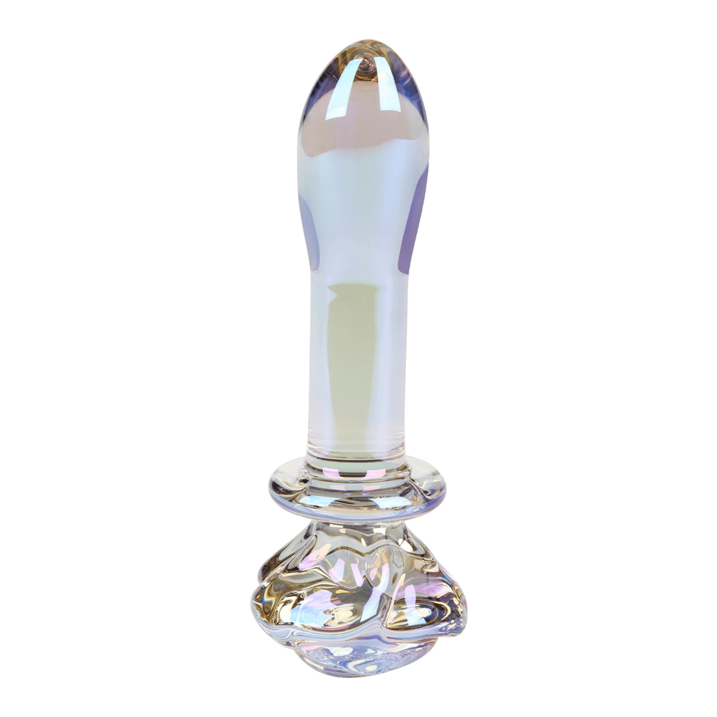 Anale plug Glasanalplug mit Rose, 14 cm transparant