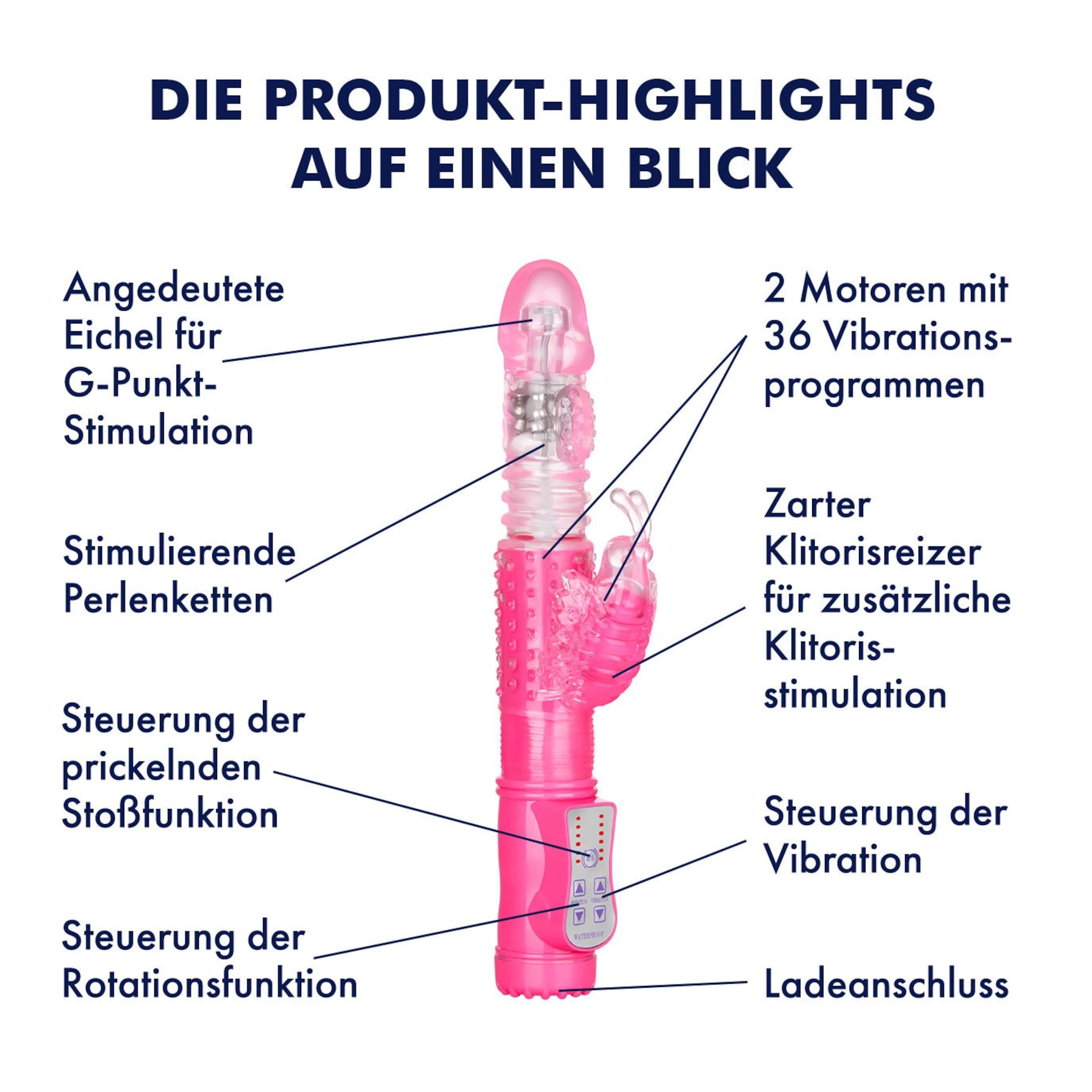 Stoßender Perlen vibrator wieder aufladbar, 25,5 cm