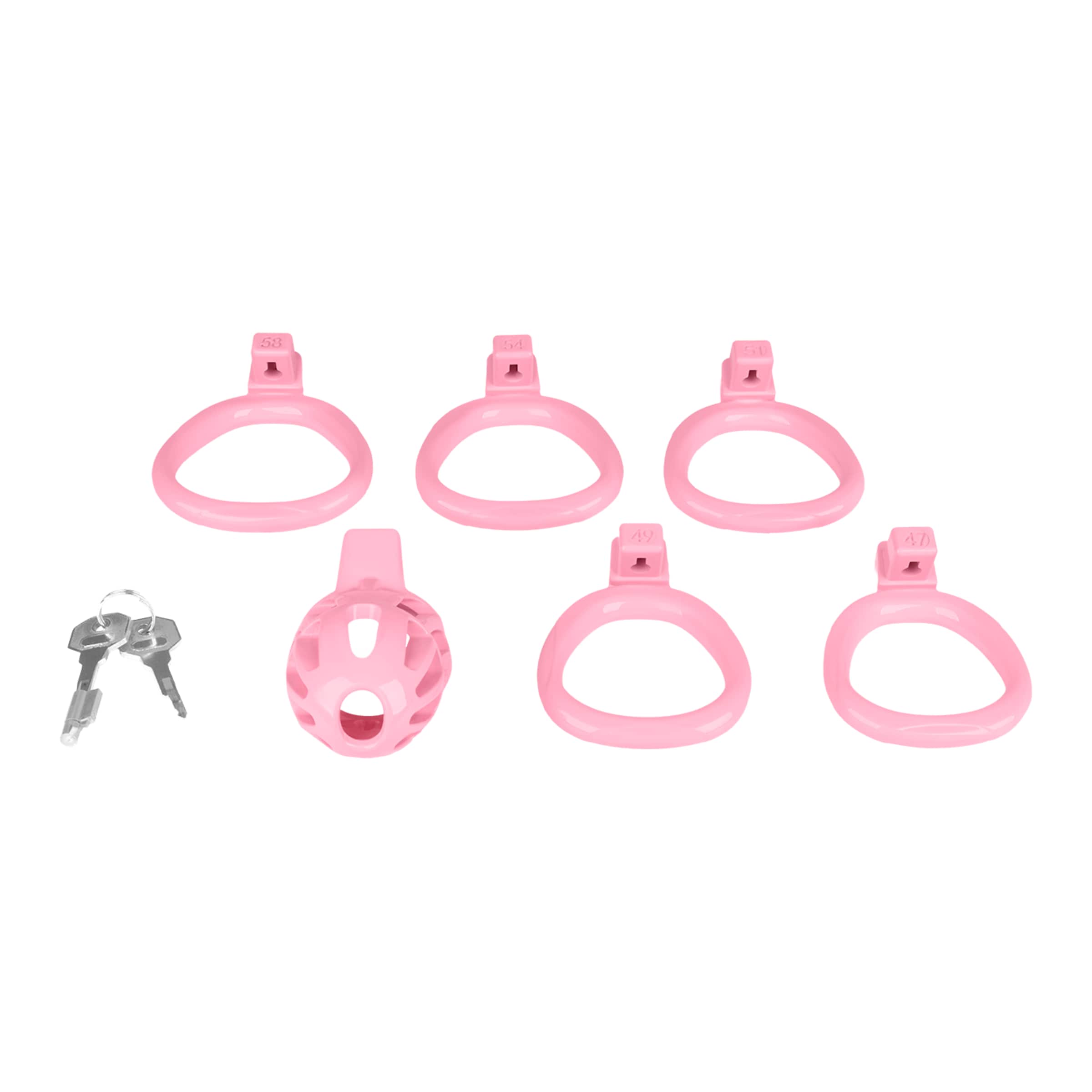 Keuschheitskäfig mit 5 Ringen, inkl. Schlüssel
