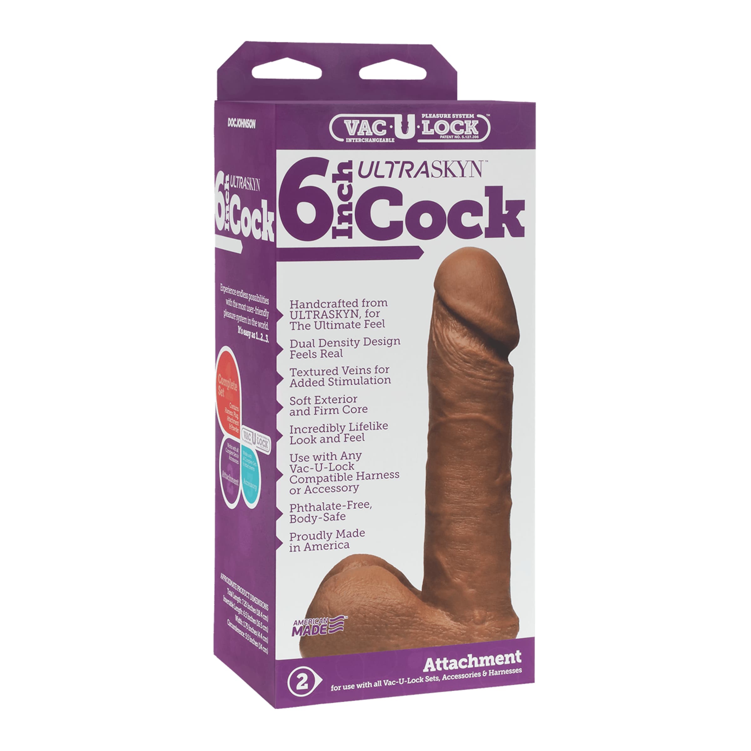 Vac-U-Lock - 6 Inch Ultraskyn Cock, 18,4 cm