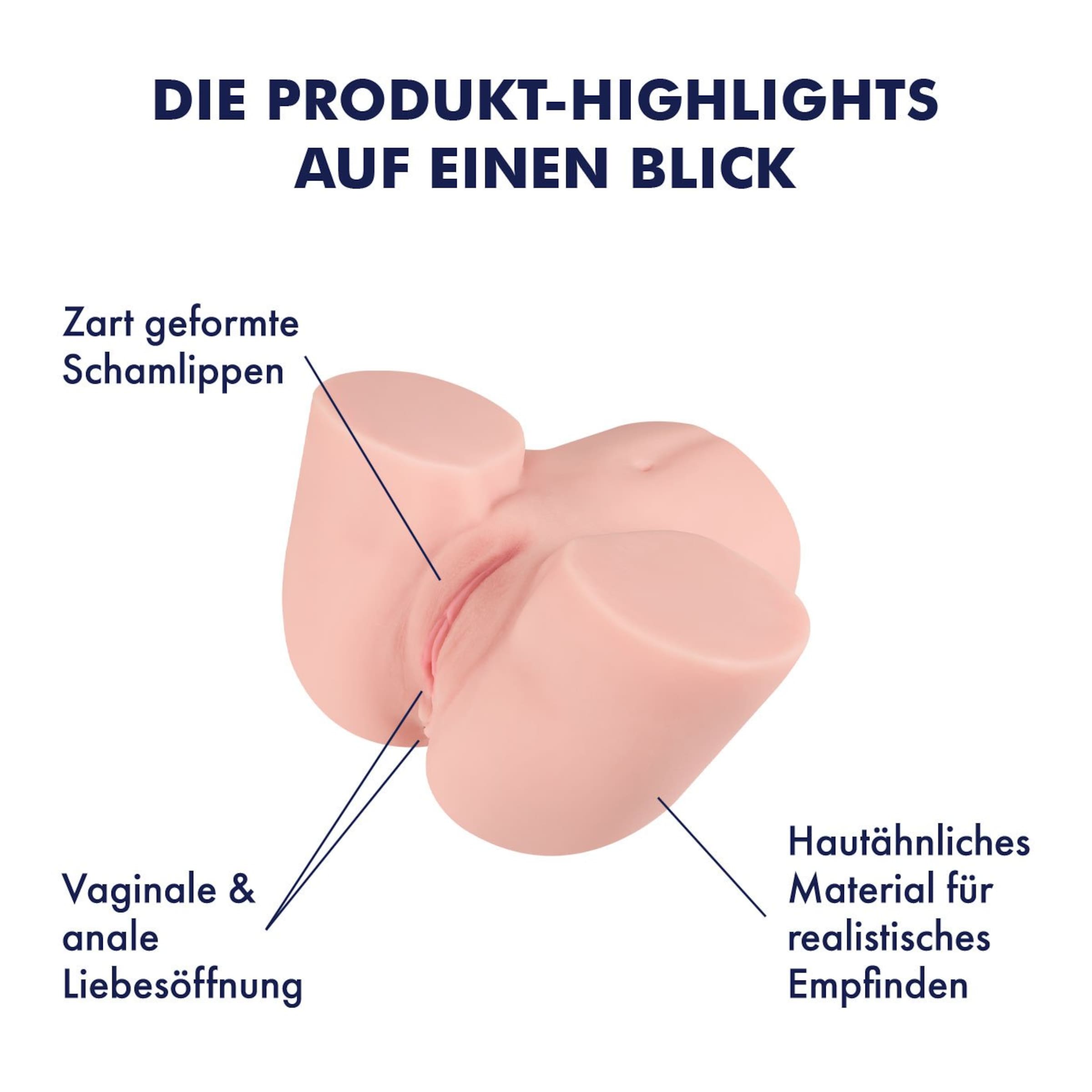 Naturnaher Masturbator mit 2 Liebesöffnungen, 24,5 cm