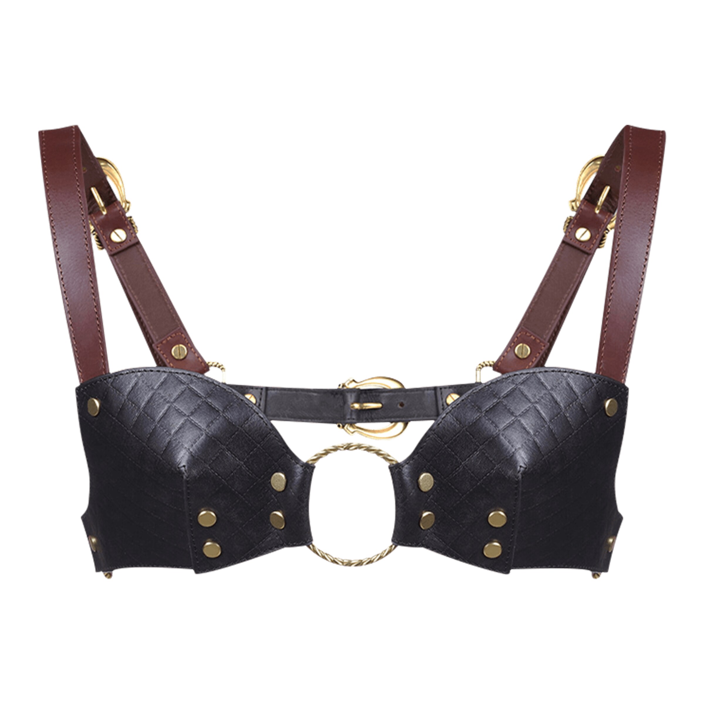Liebe Seele - Leather Bralette Size S - Black, Brown & Gold online kopen