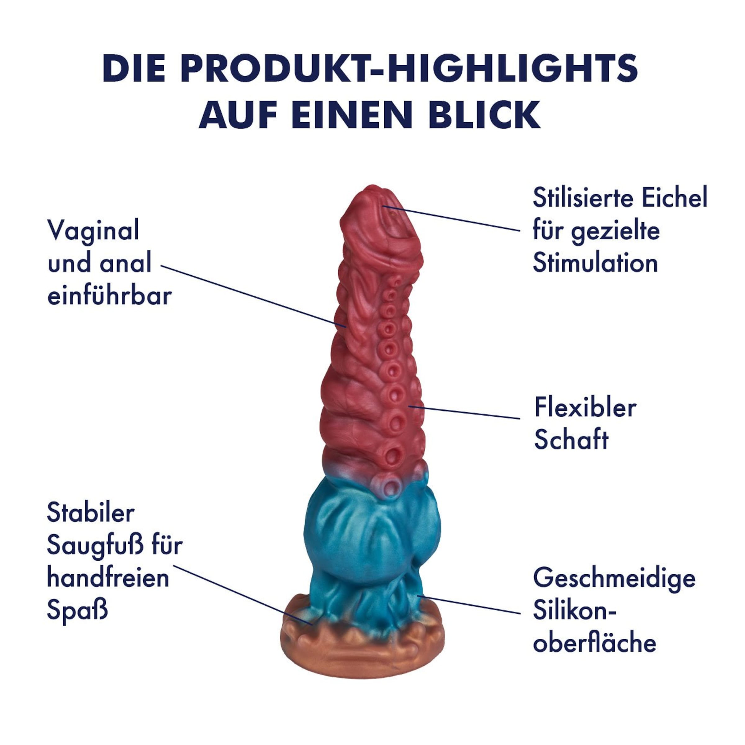 Tentakel-Dildo mit auffälliger Struktur, 24 cm